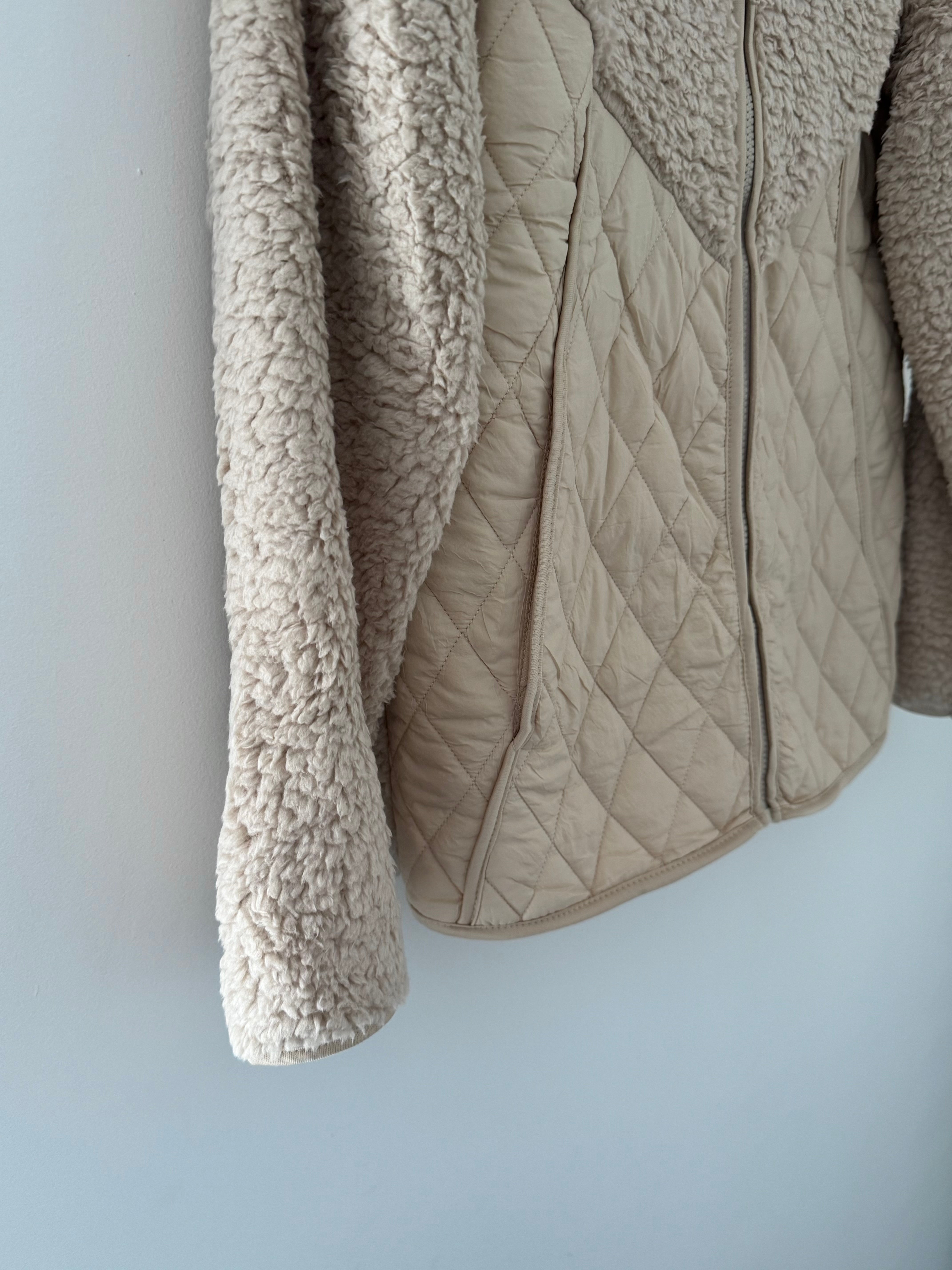 Quilted Zip Fleece in Soft Stone