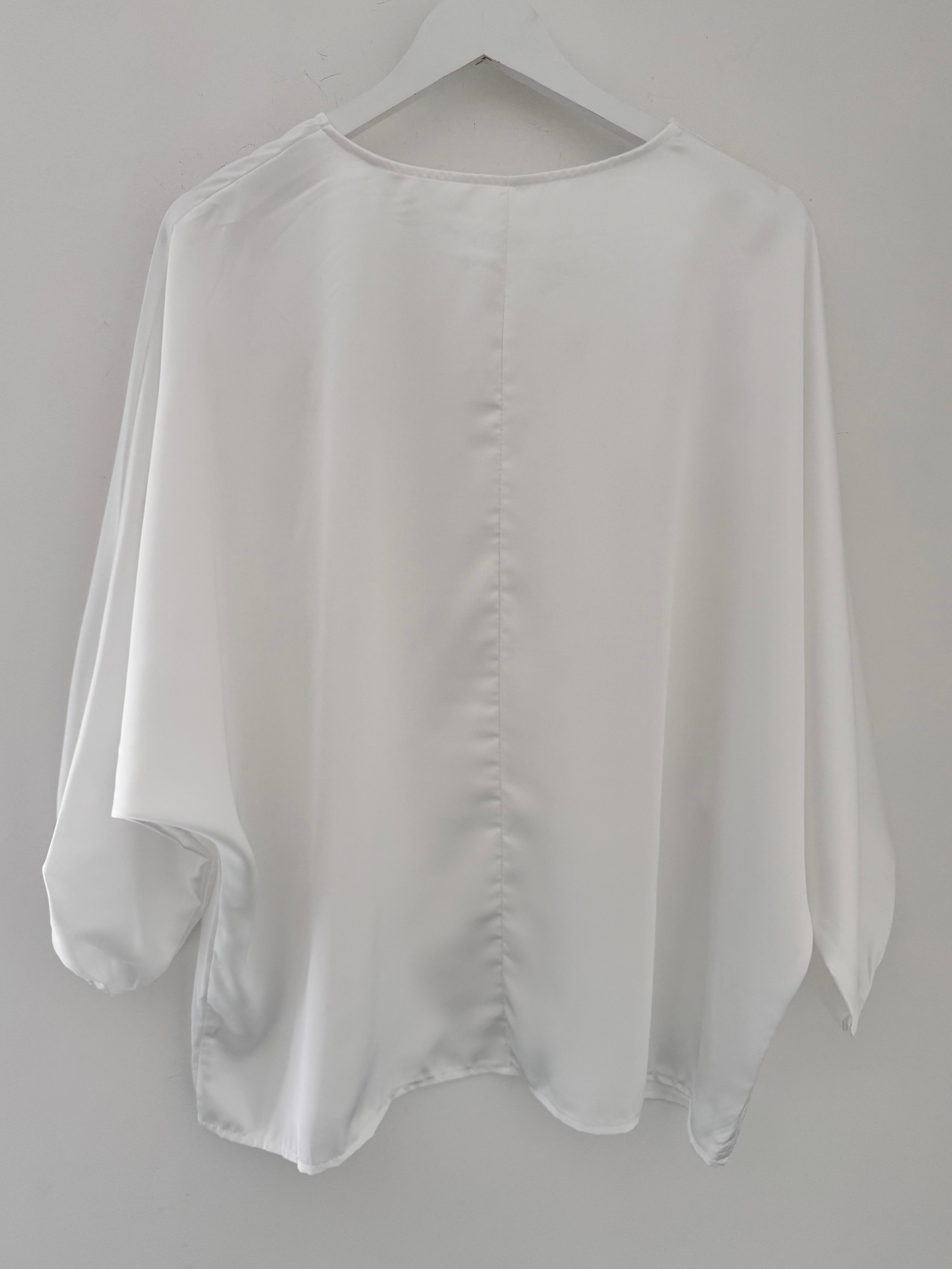 Silky Round Neck Top in Ivory
