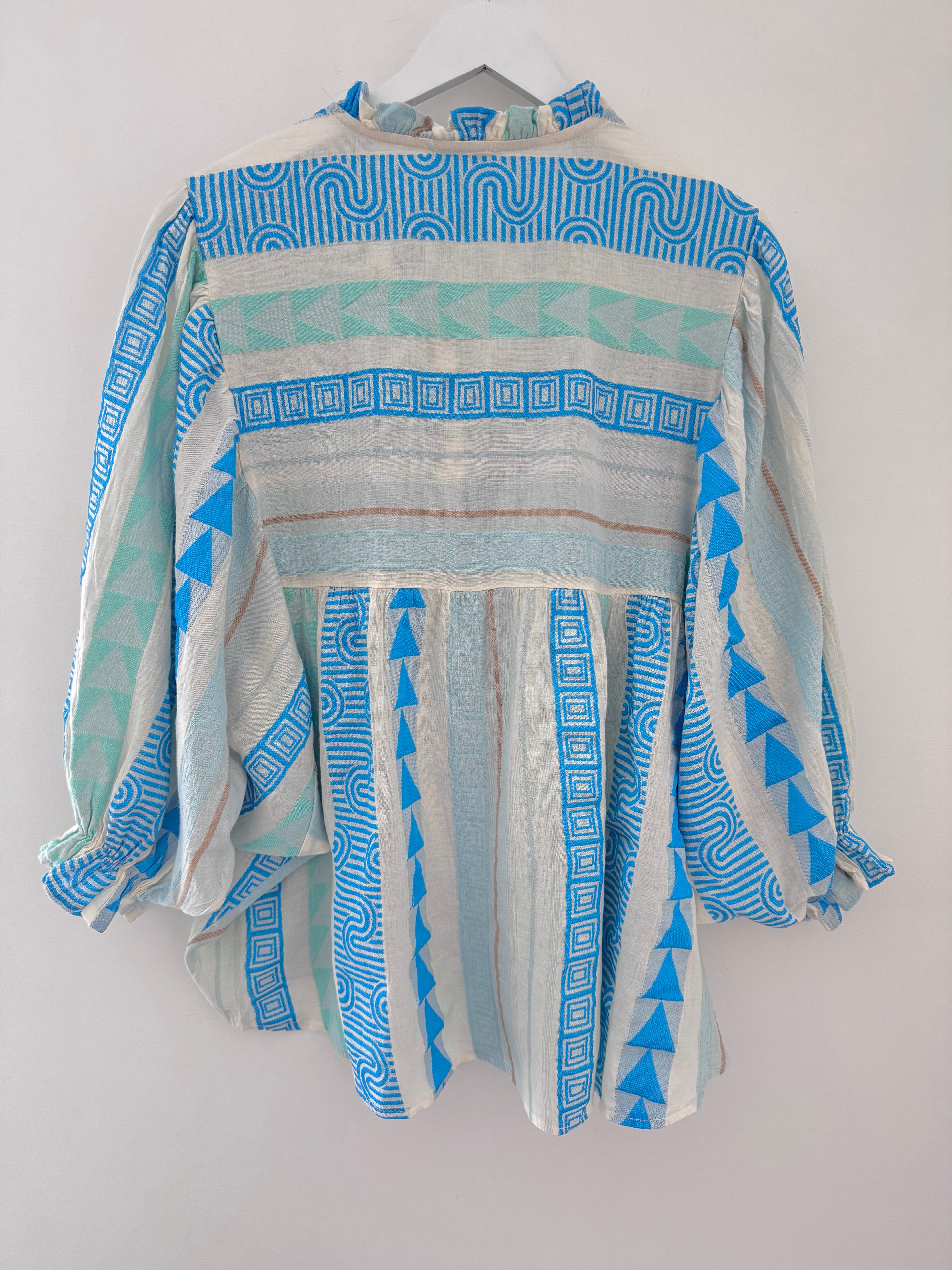 Embroidered Shirt in Blue & Mint