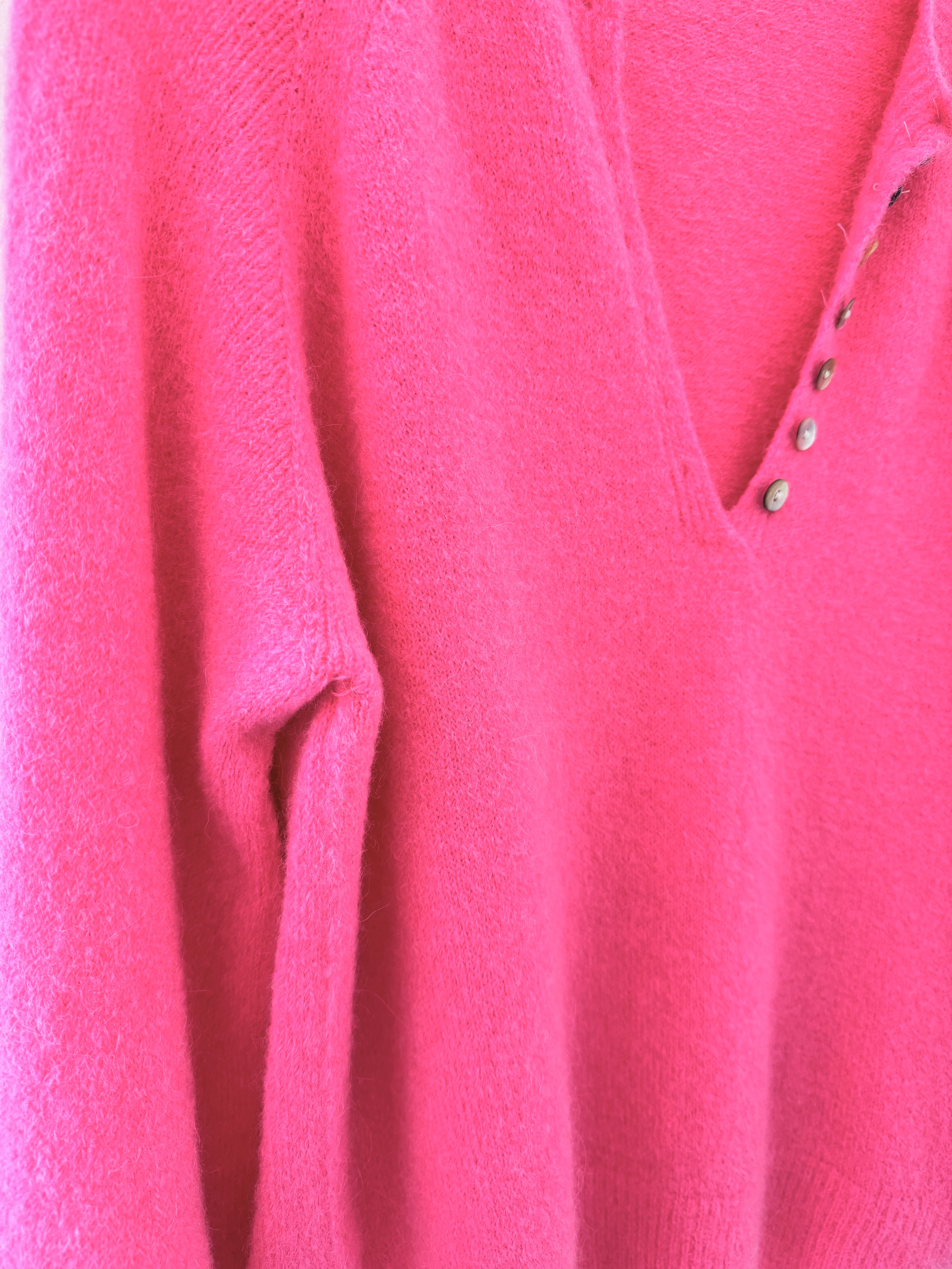 Softie Jumper with Button Neck in Candy Pink