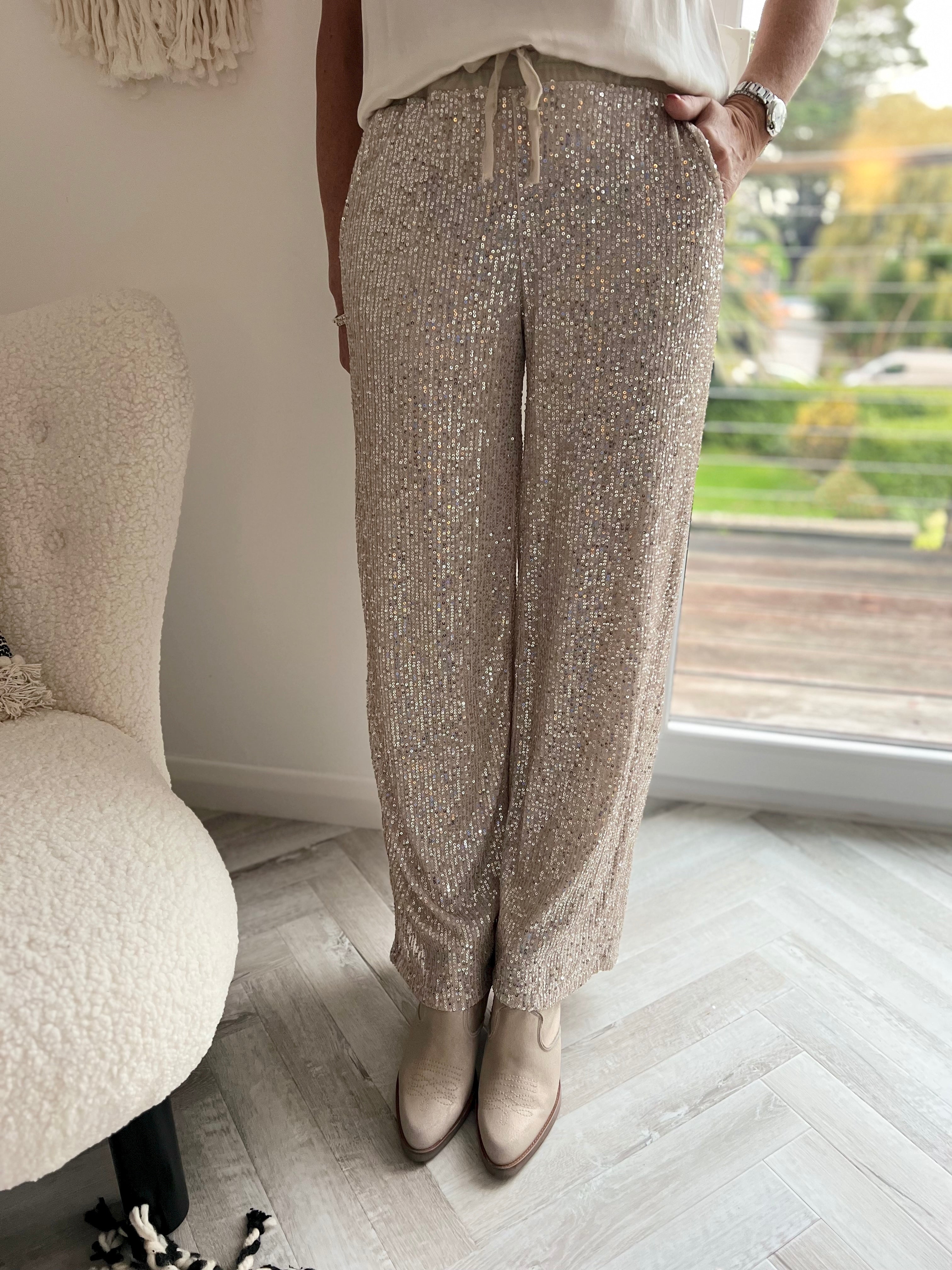 Champagne Sequin Trousers