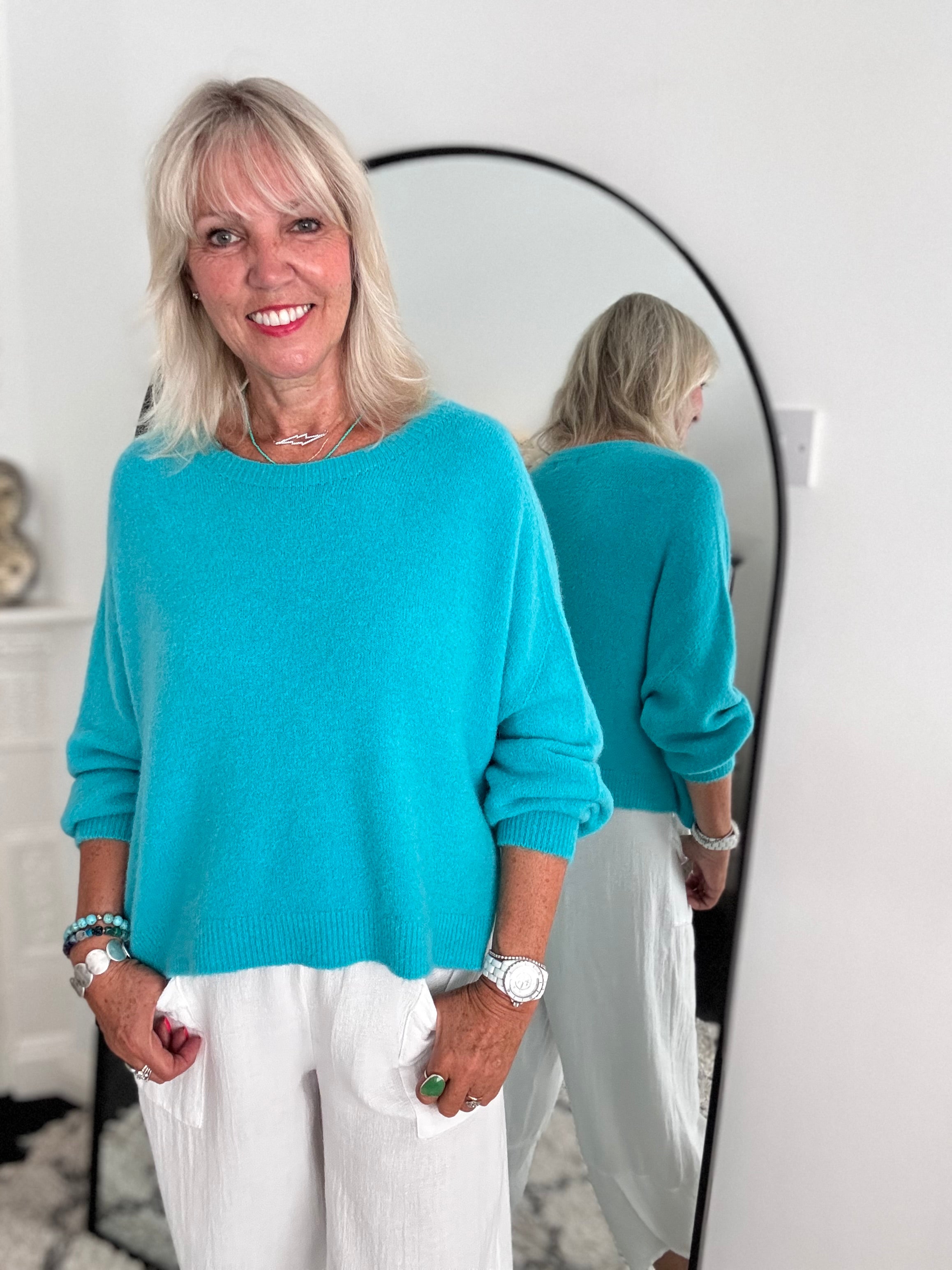 Luxe Slouchy Alpaca Jumper in Teal