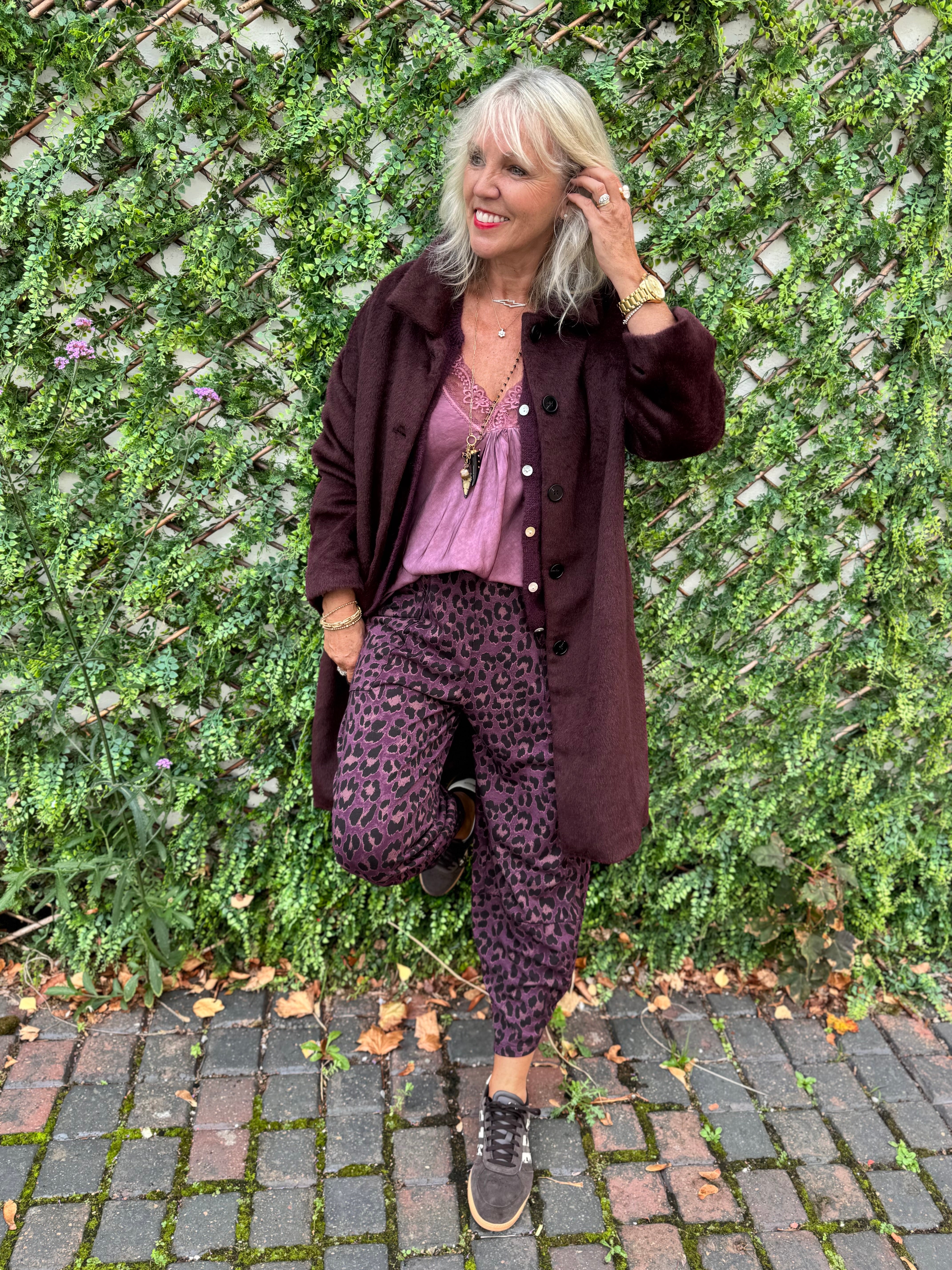 Luxe Mohair Coat in Plum