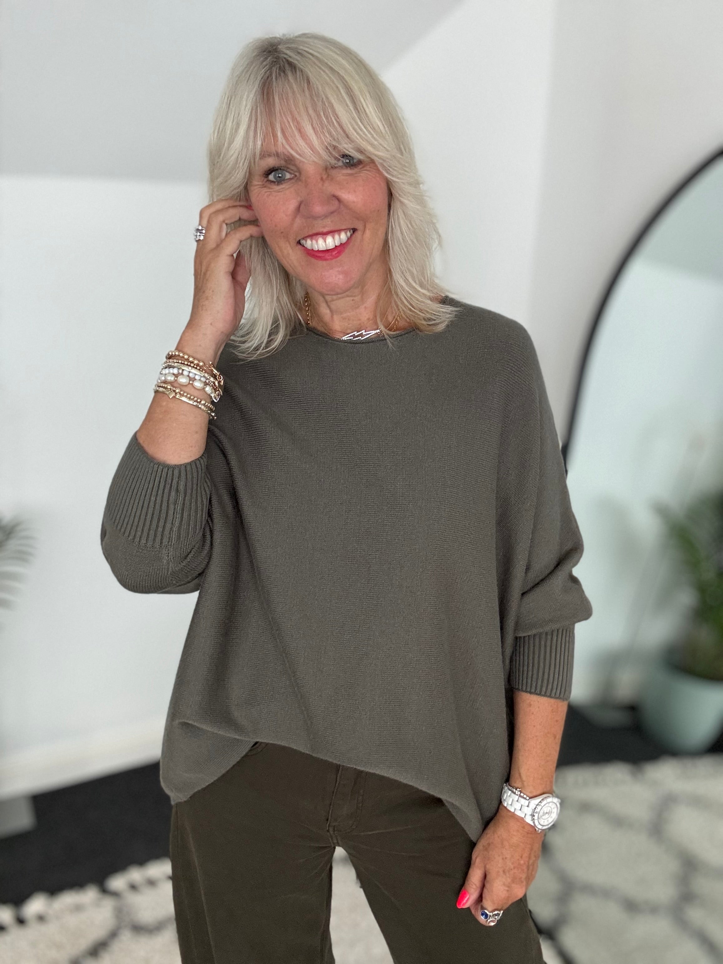 Soft Batwing Knit in Khaki