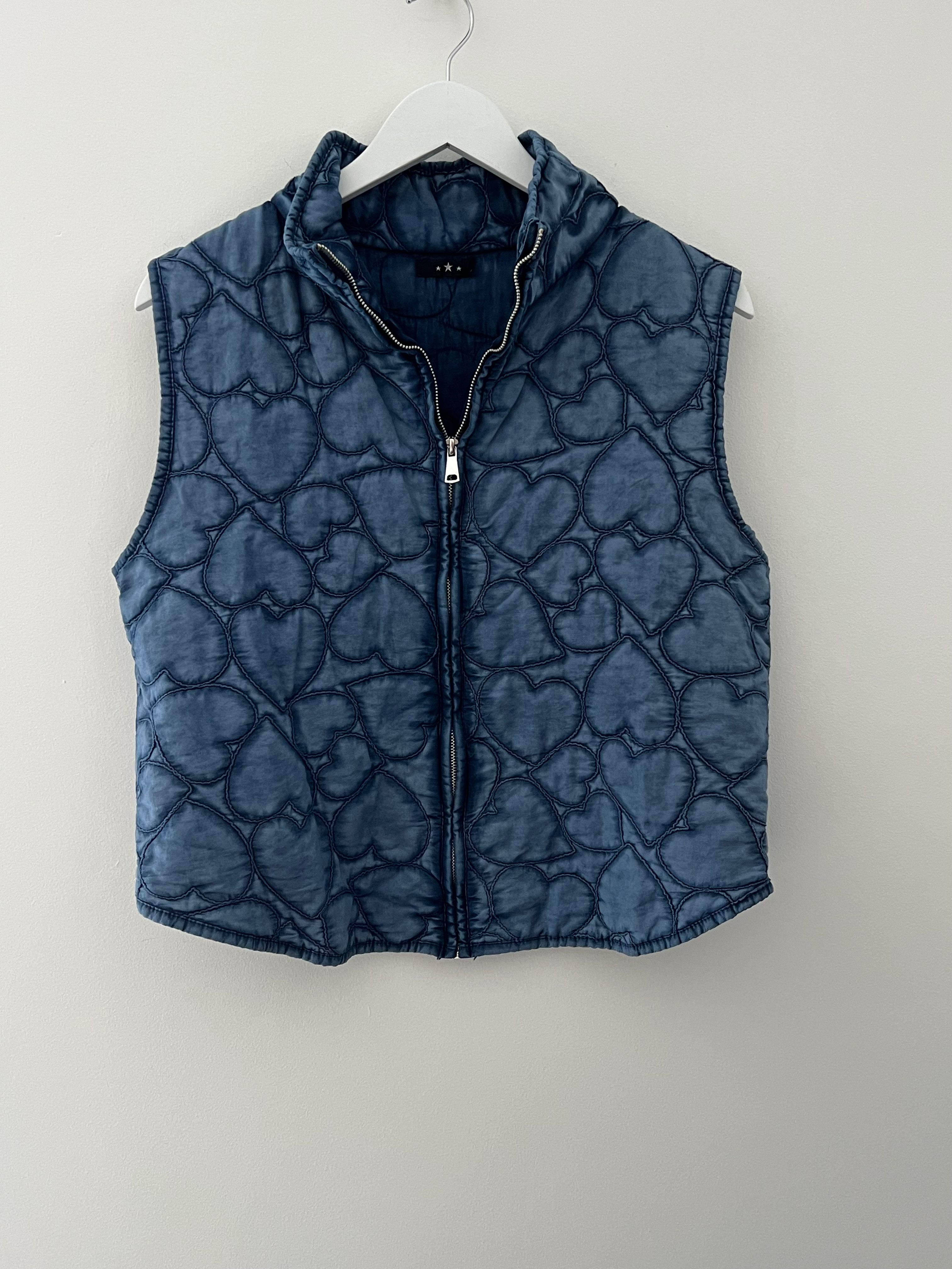 Quilted Gilet with Denim Hearts