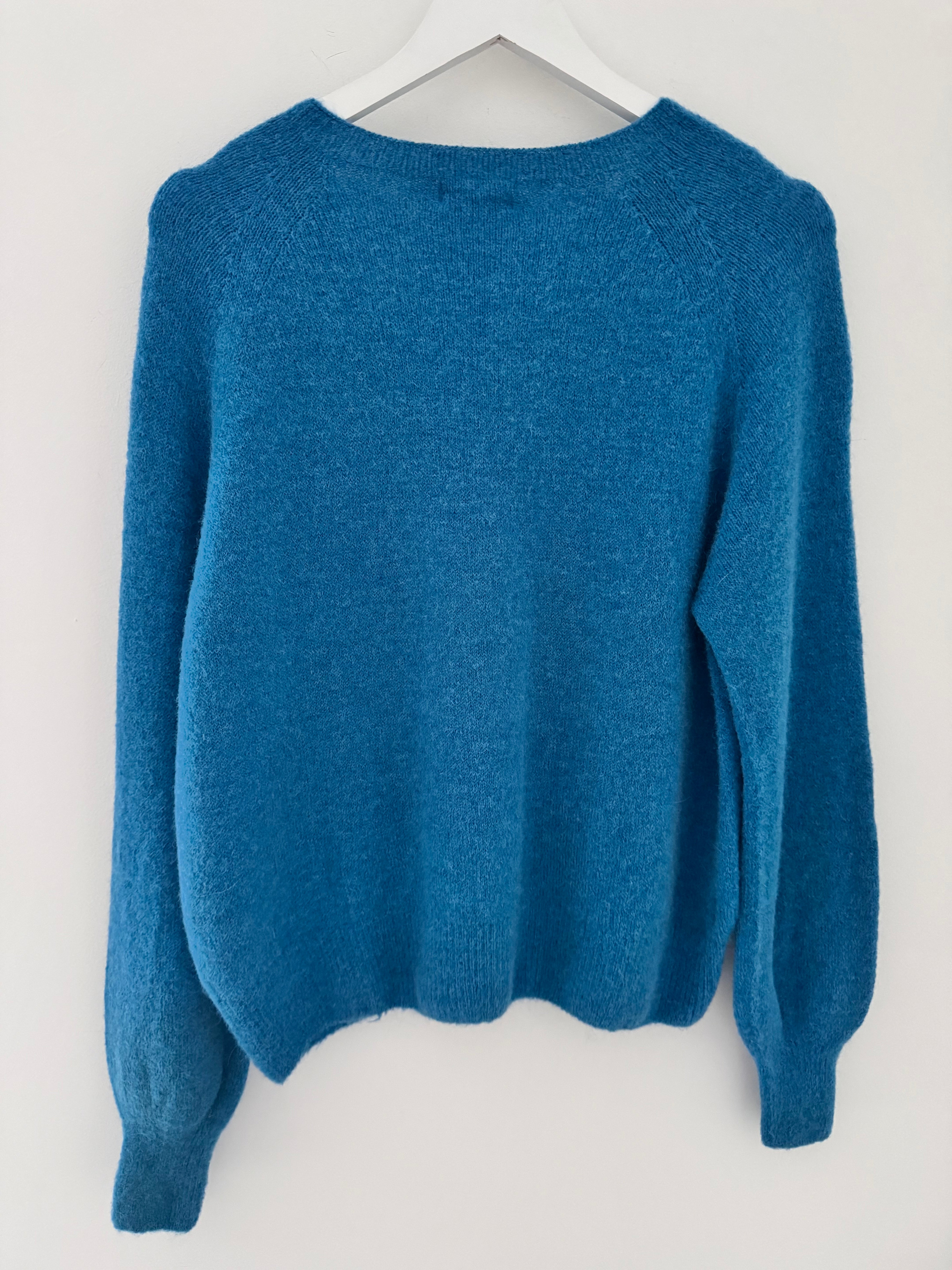 Softie Jumper with Button Neck in Teal