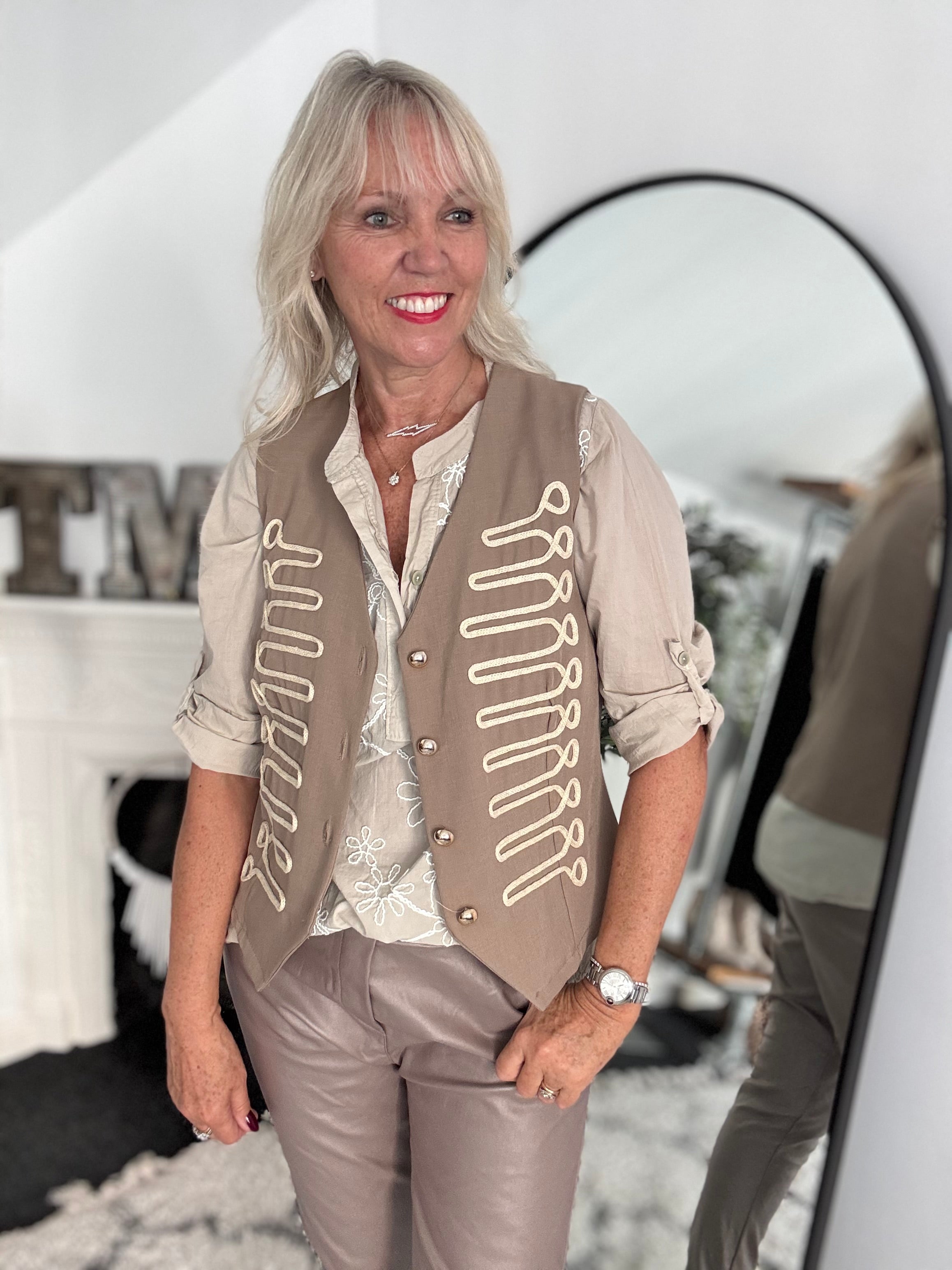 Military Waistcoat in Light Mocha