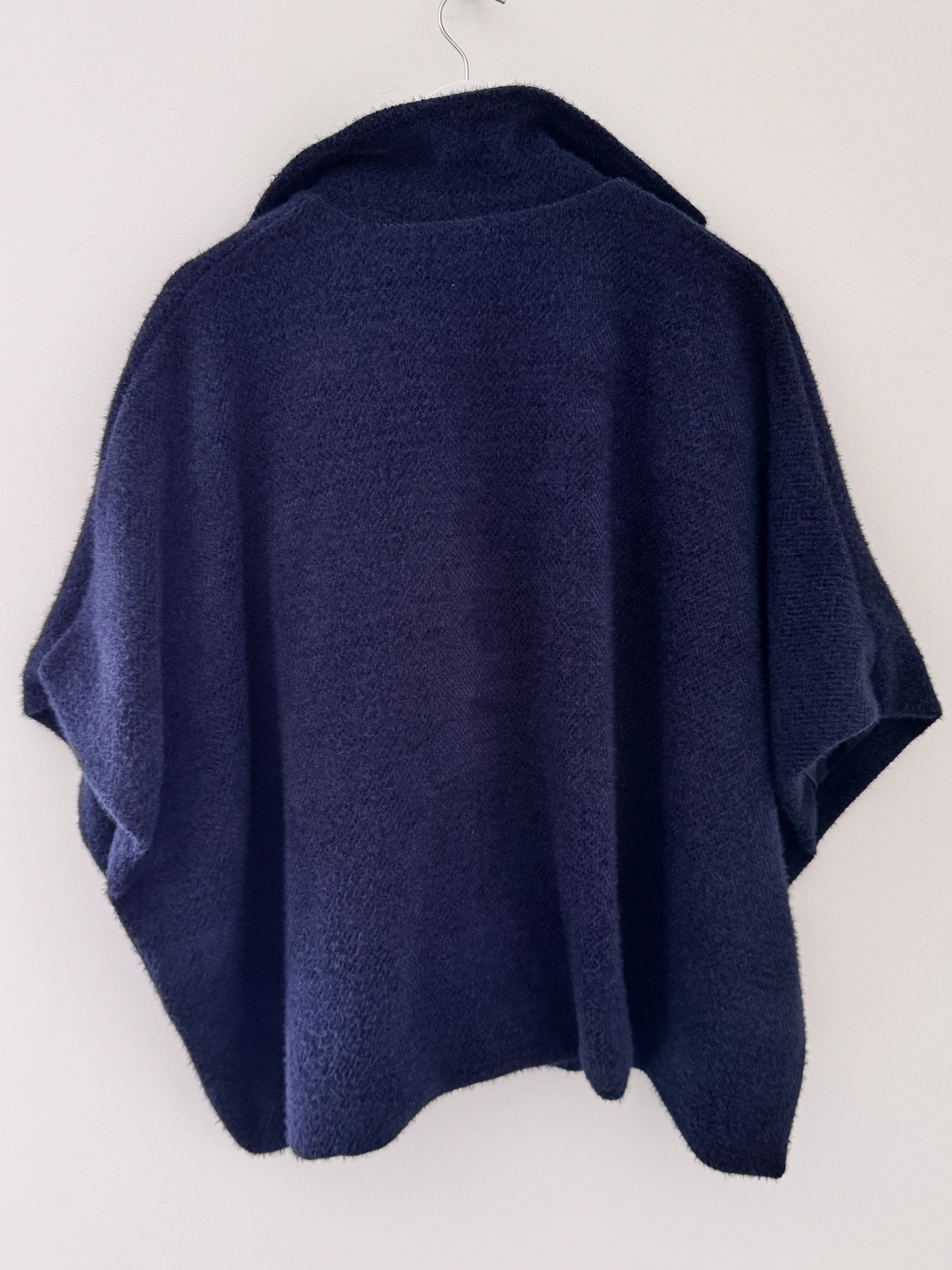 Soft Cape Jacket in Navy