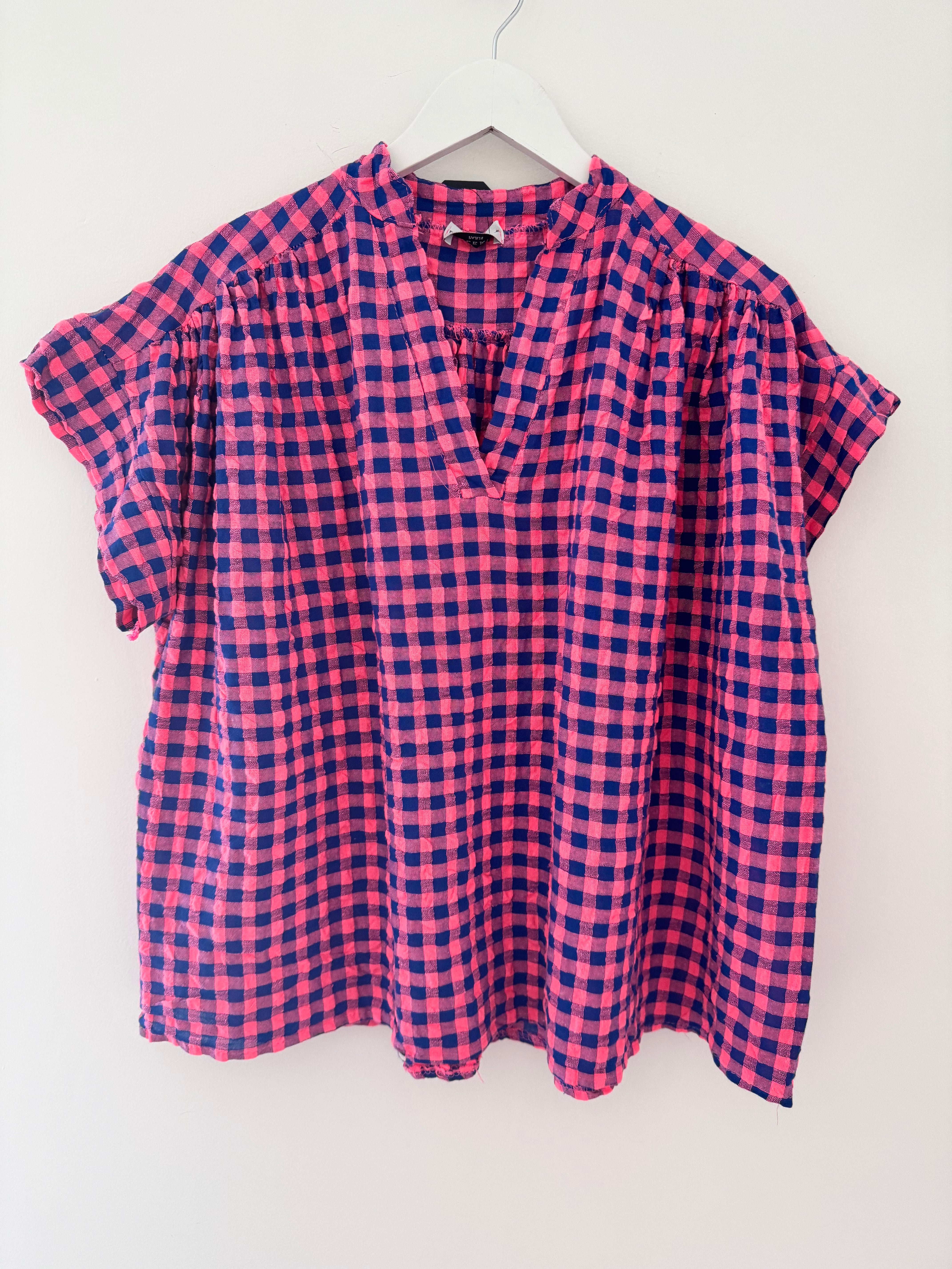 Check Top in Pink & Blue