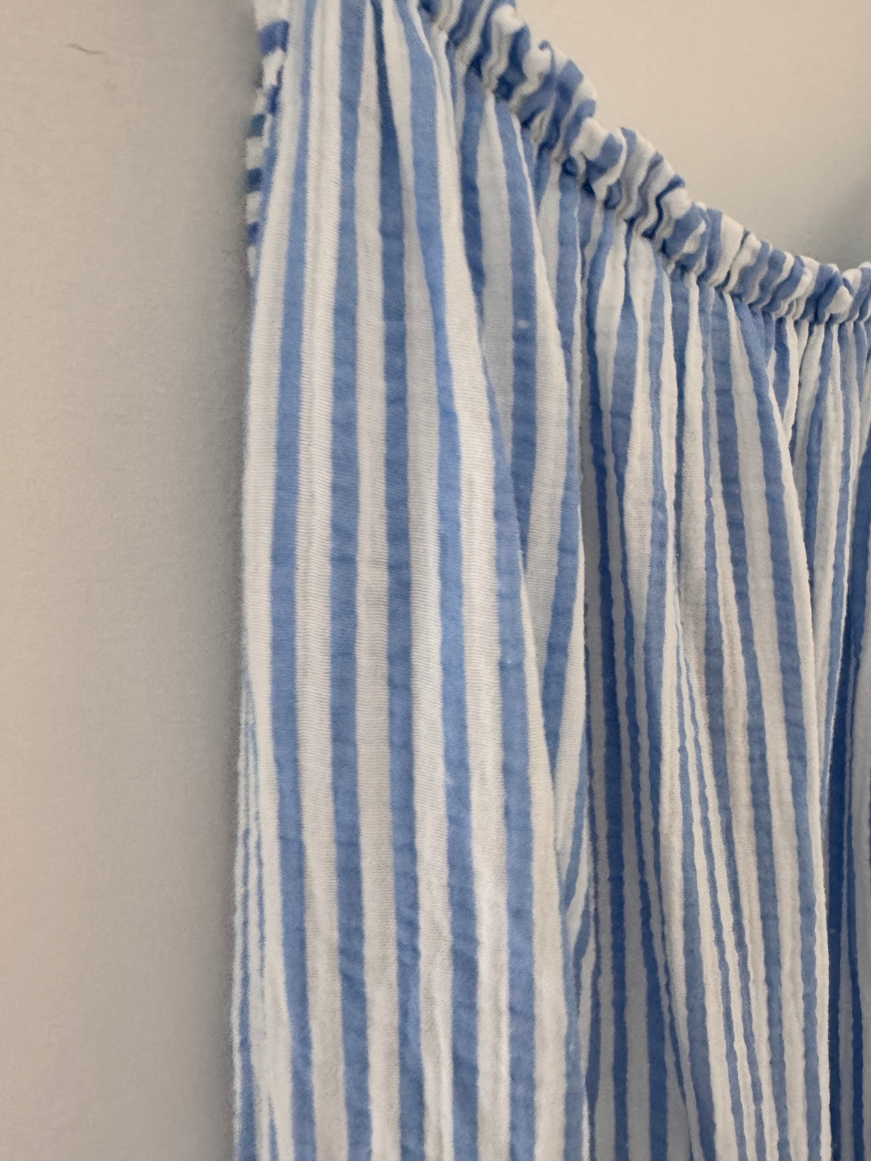 Stripe Cheesecloth Dress in Blue & White