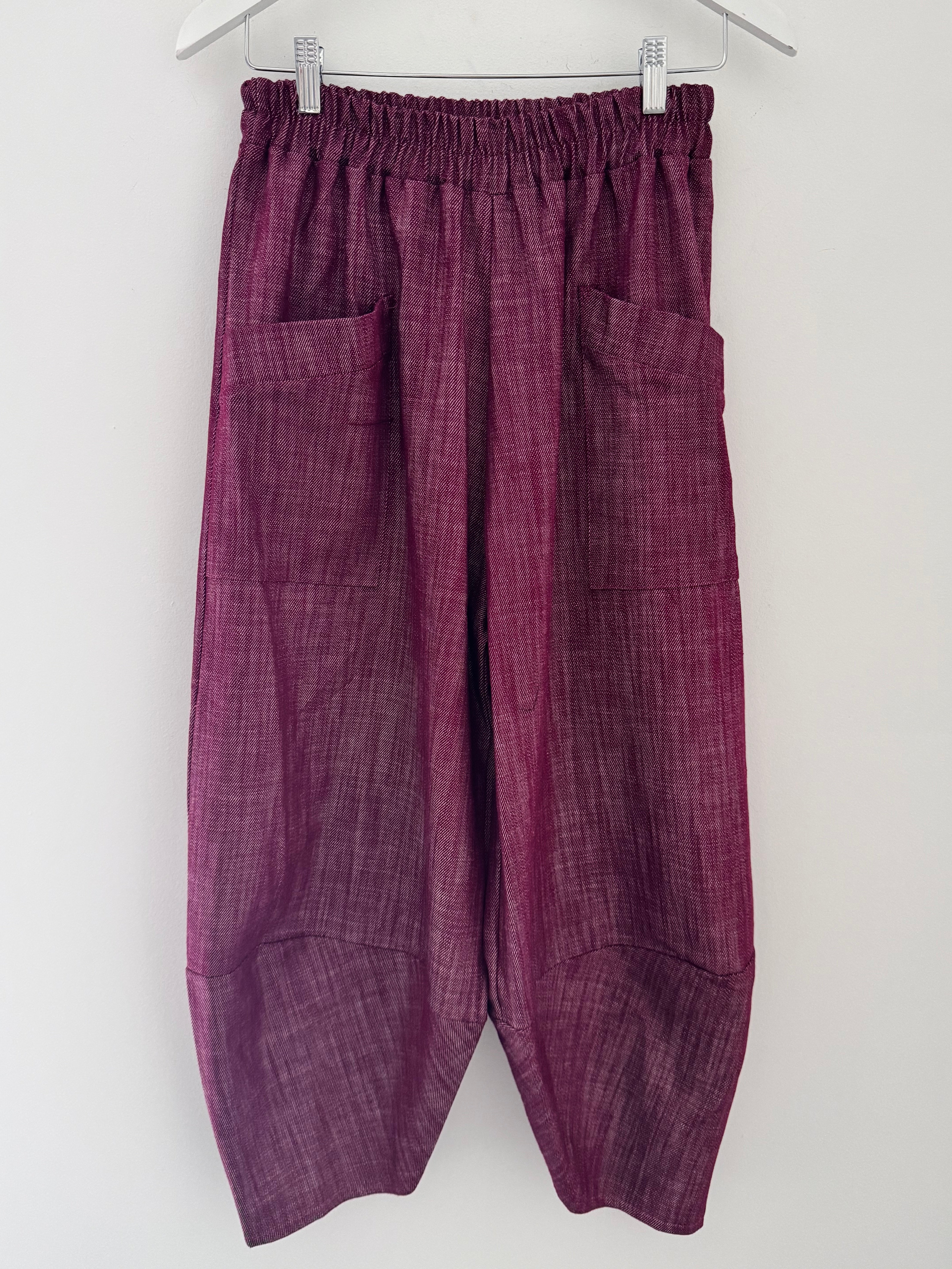 Premium Barrel Leg Trousers in Plum