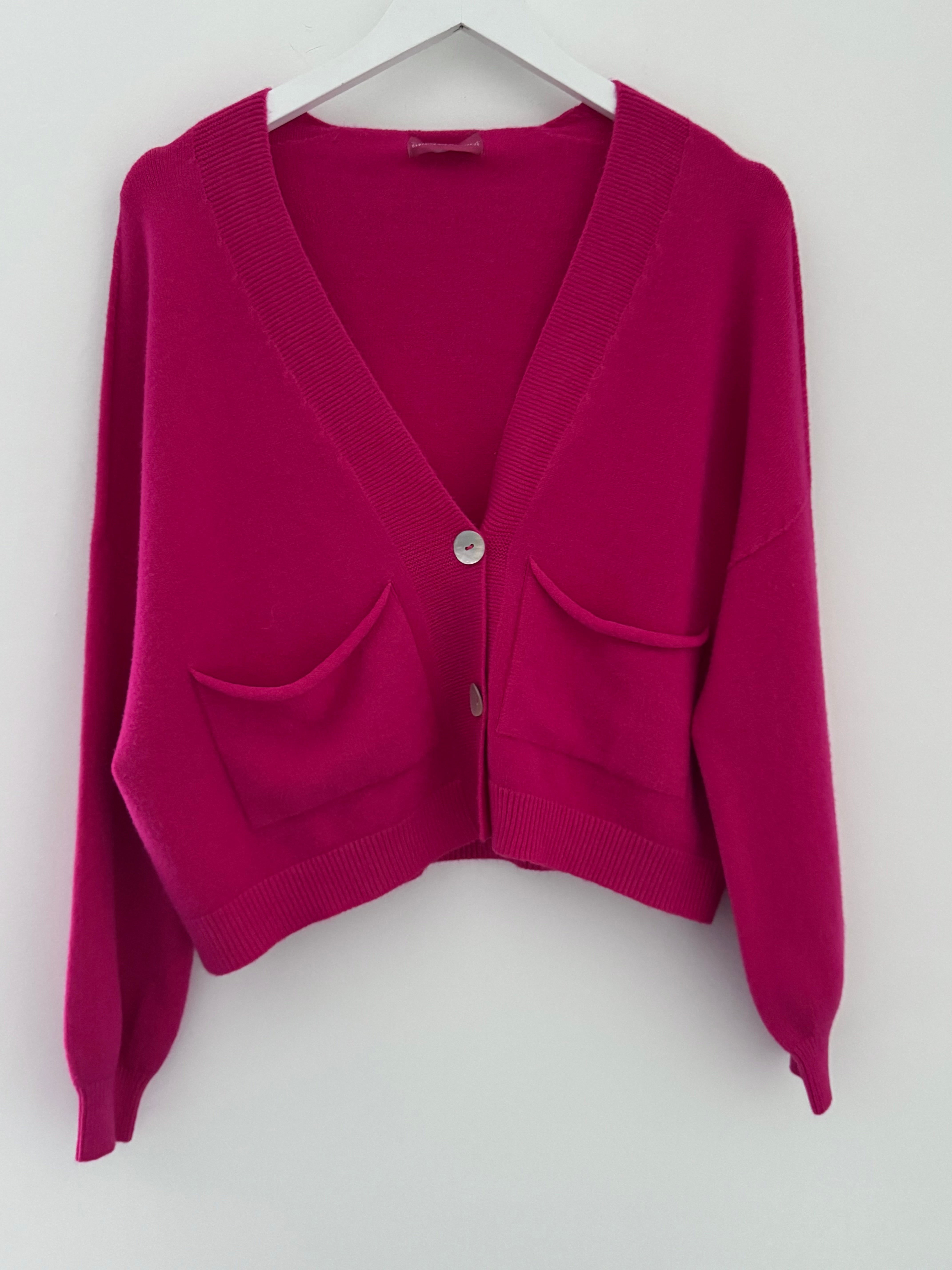 Soft Pocket Cardi in Raspberry Pink