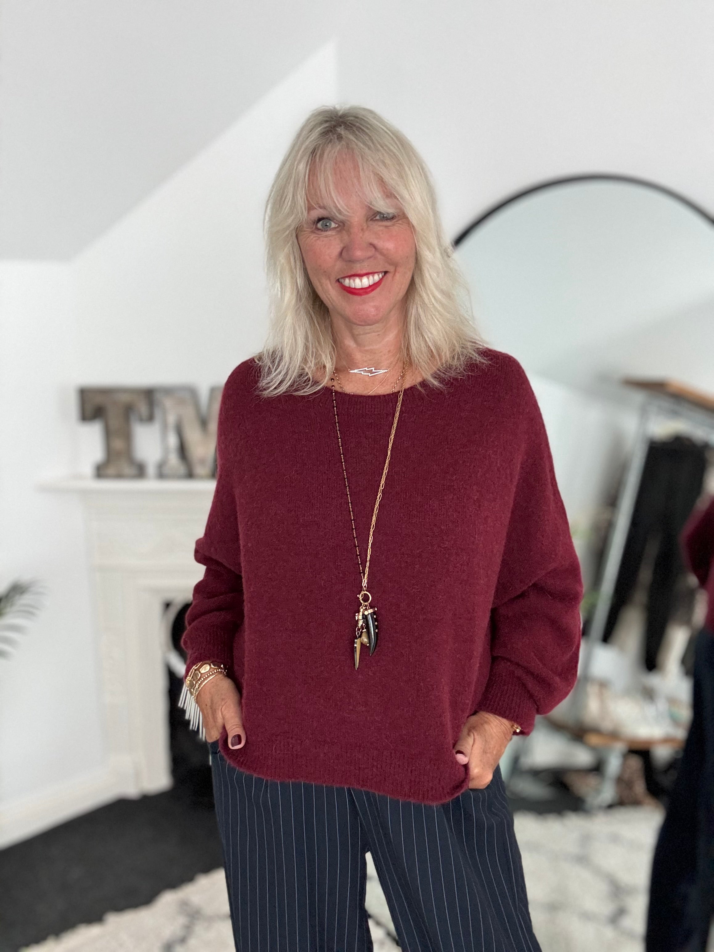 Luxe Slouchy Alpaca Jumper in Berry