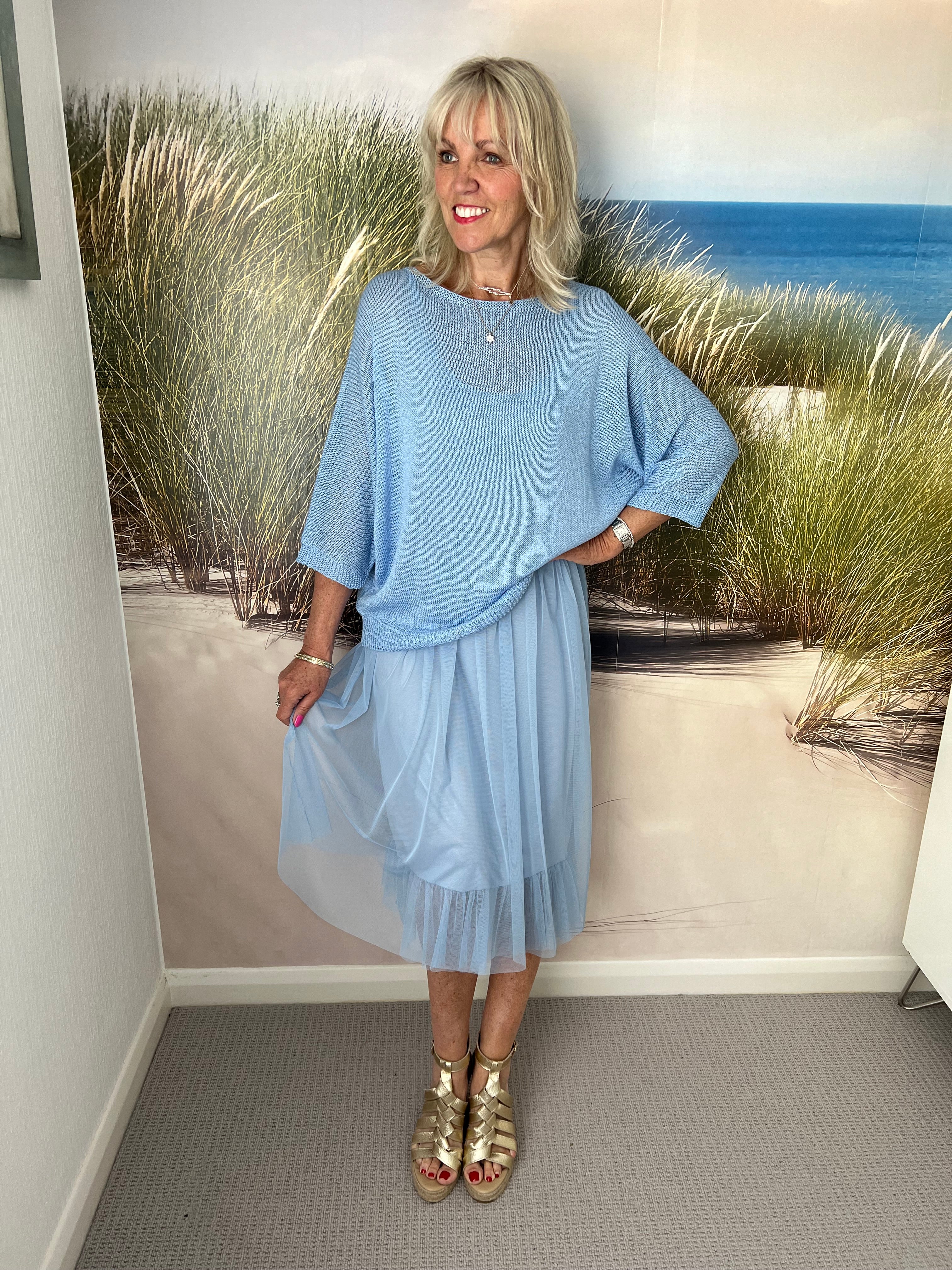 Two Piece Tulle Dress & Jumper in Blue