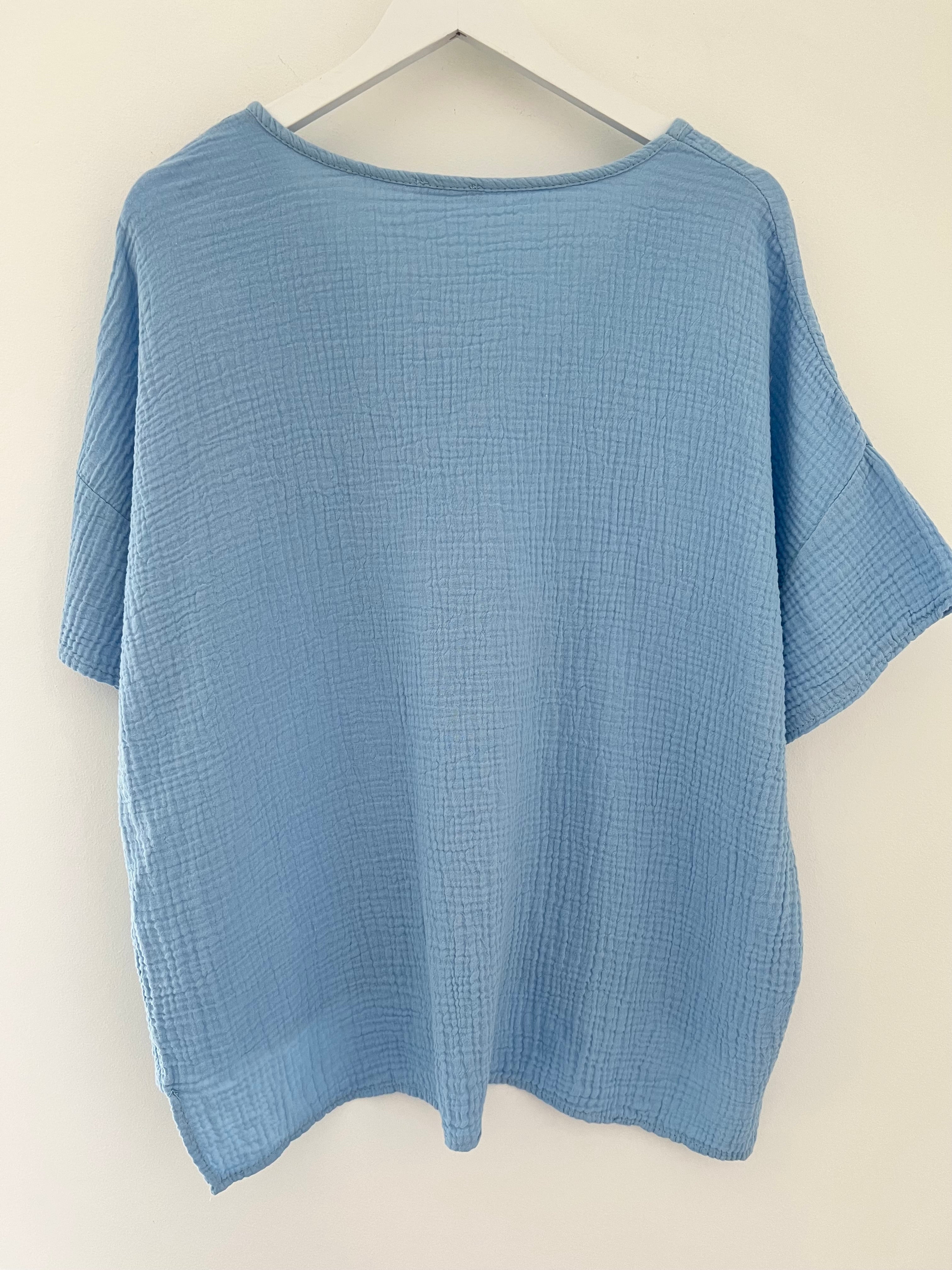 Cheesecloth Star Top in Soft Blue