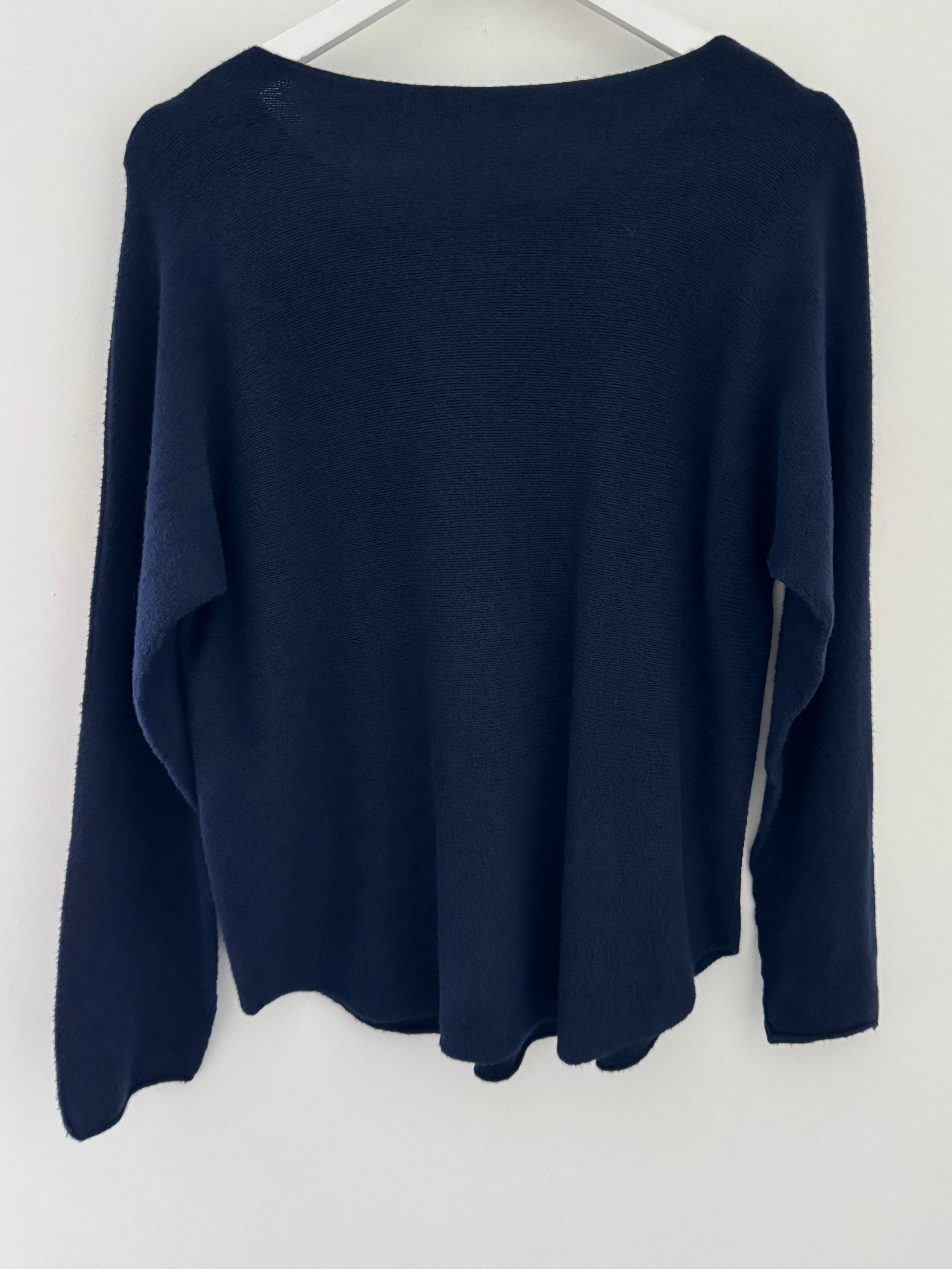 Simple Round Neck Jumper in Ink