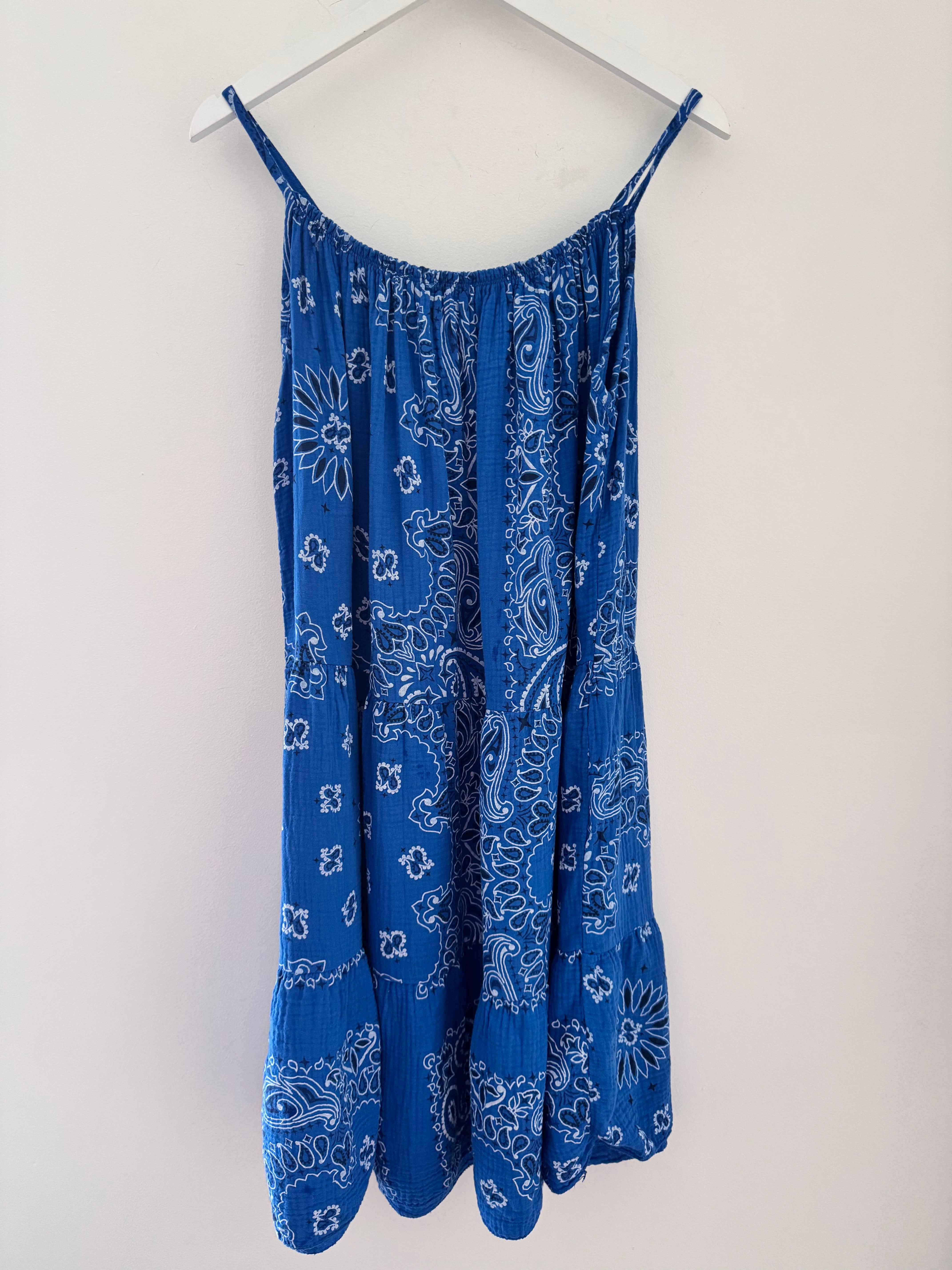 Paisley Cheesecloth Dress in Mediterranean Blue
