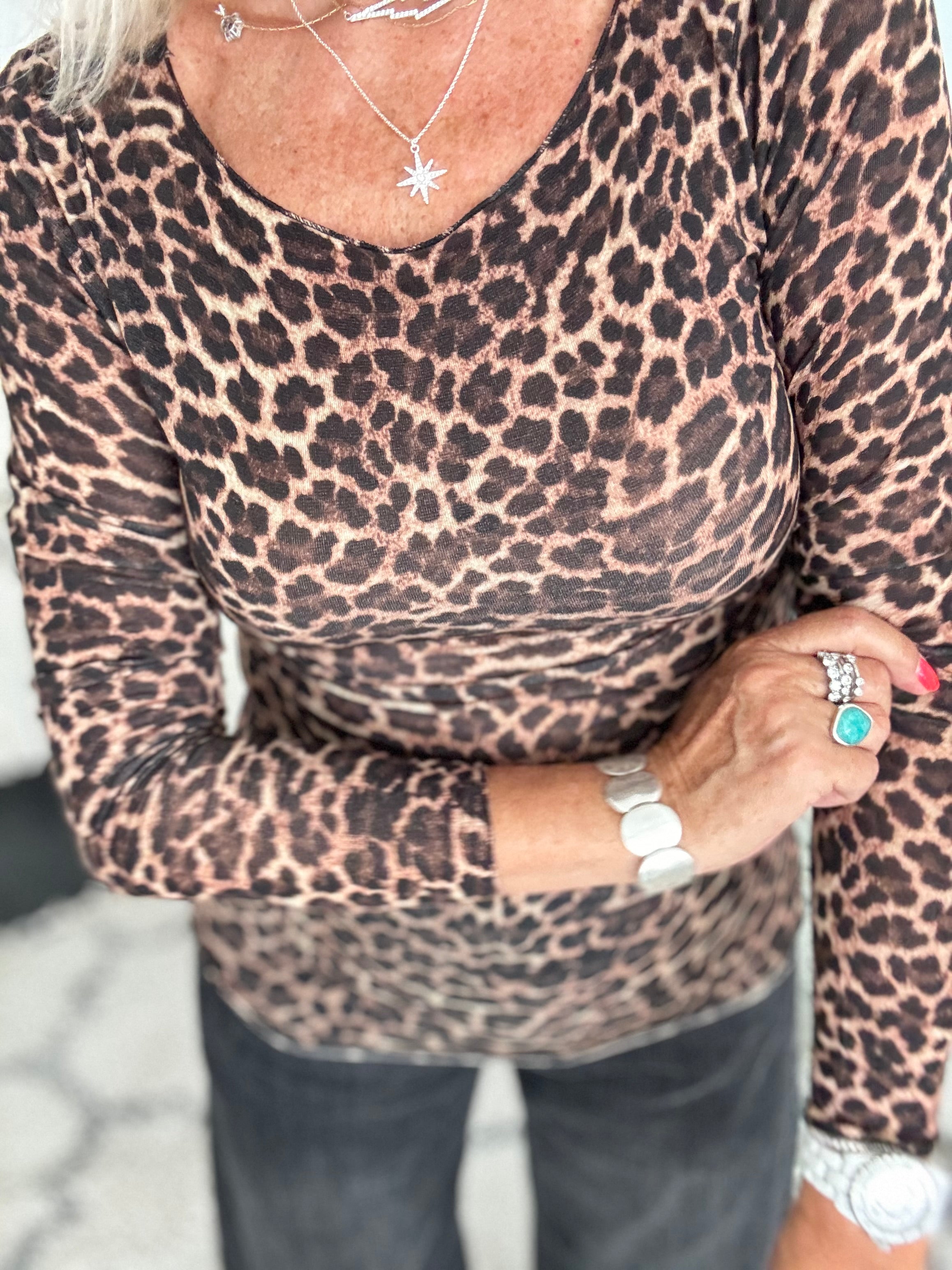 Ultrasoft Cashmere Blend Base Layer in Mini Leopard