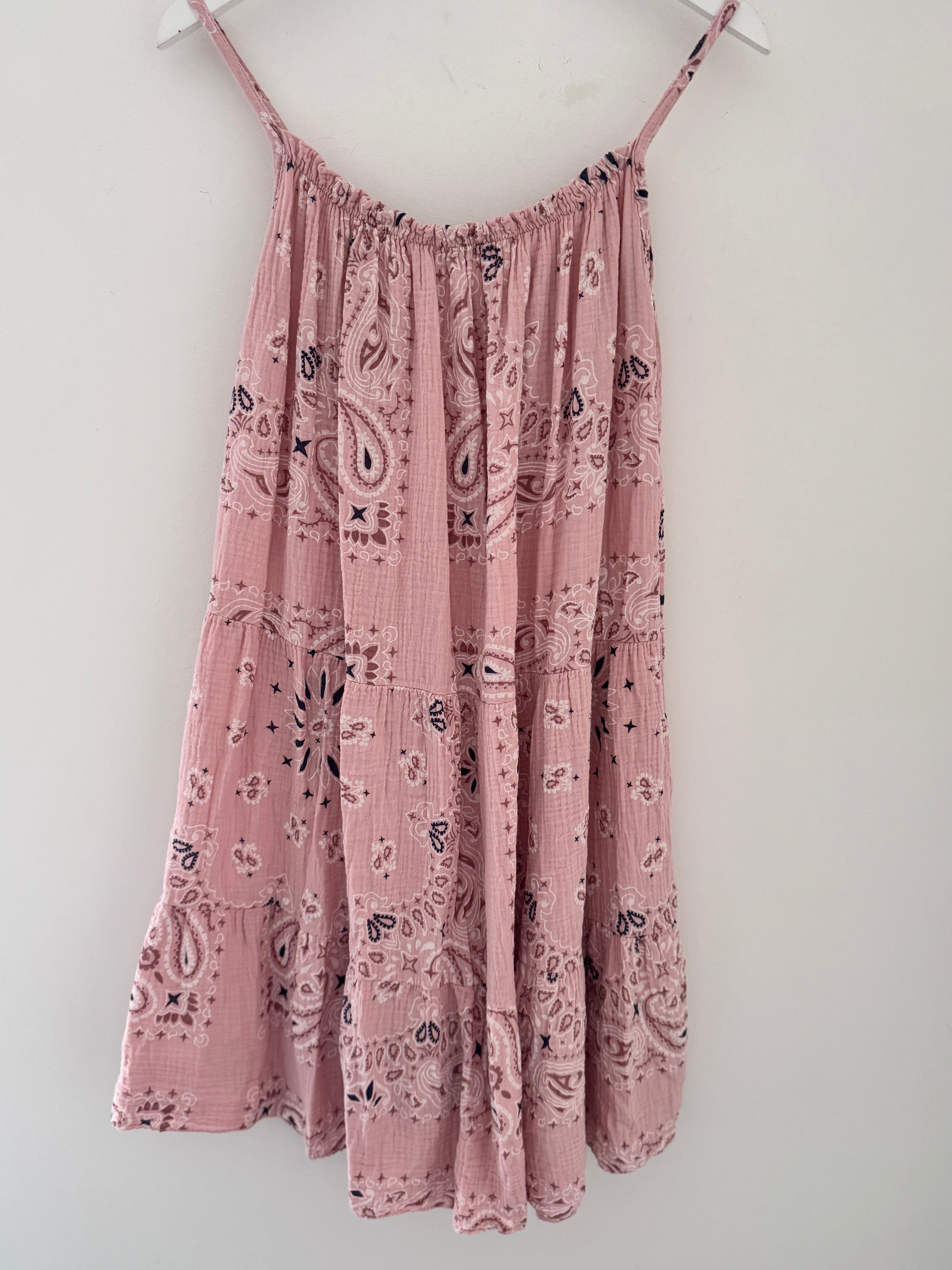 Paisley Cheesecloth Dress in Pink