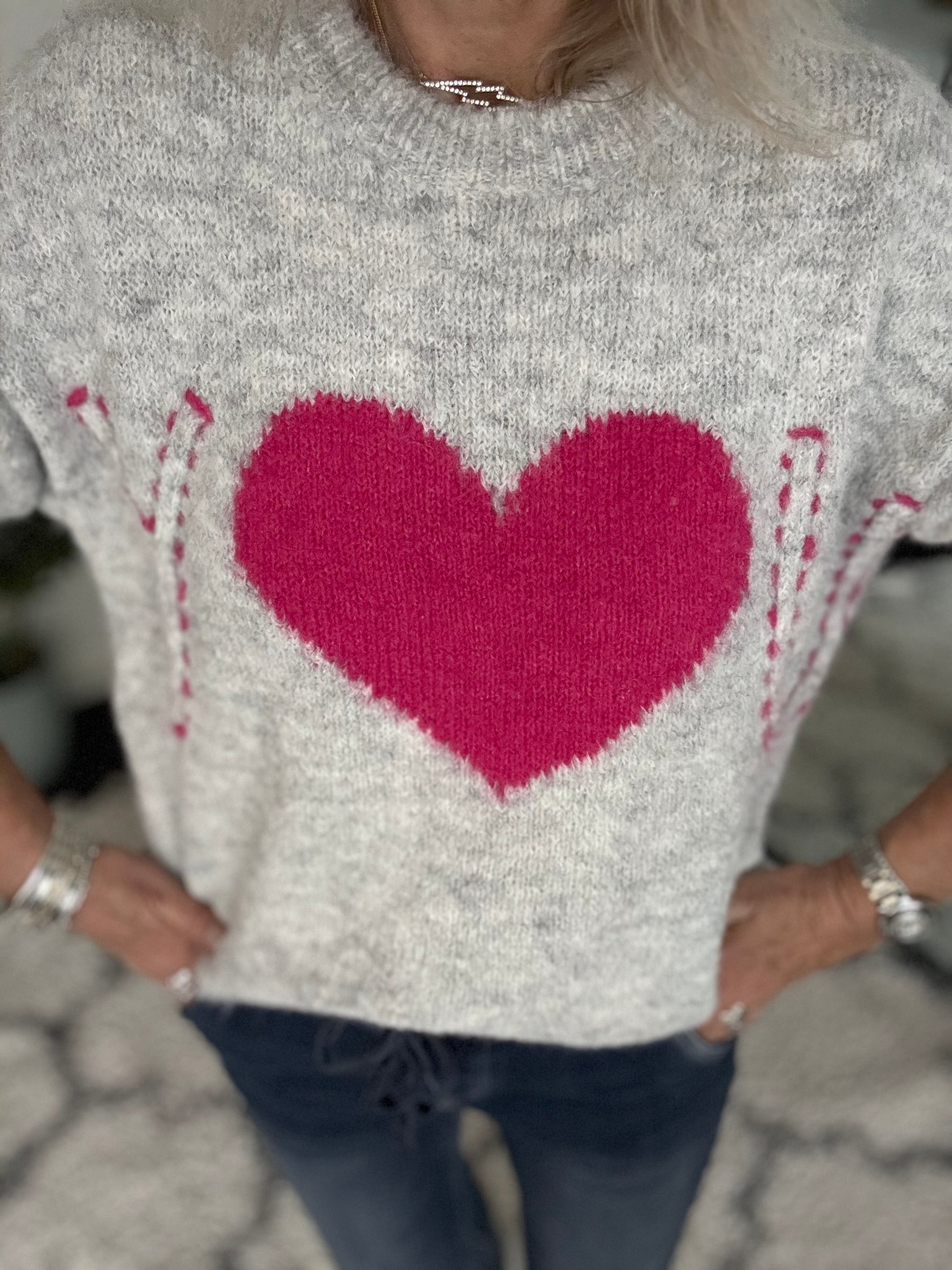 I ❤️ U Jumper in Grey & Pink