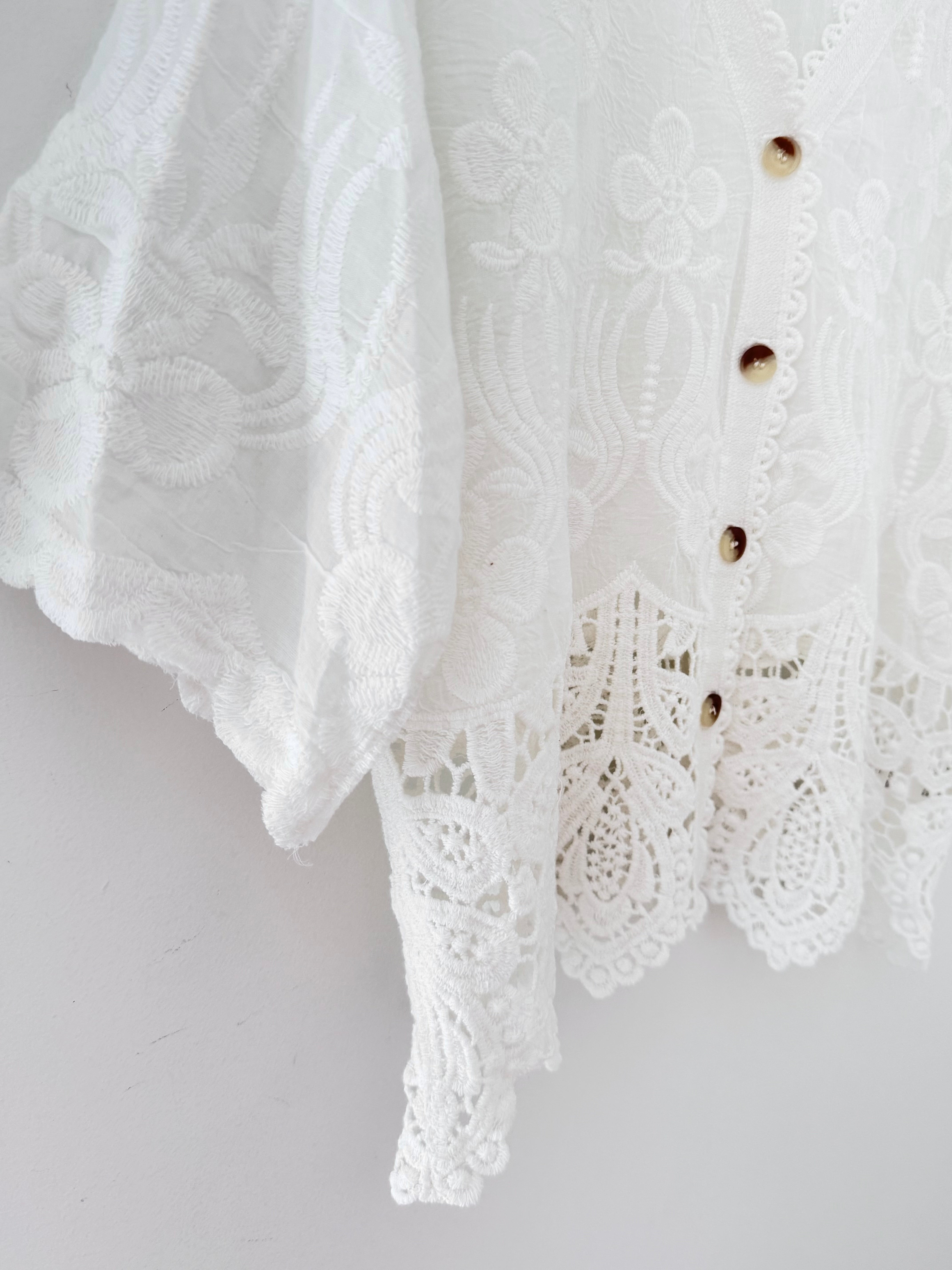 Embroidered Lace Top in Ivory