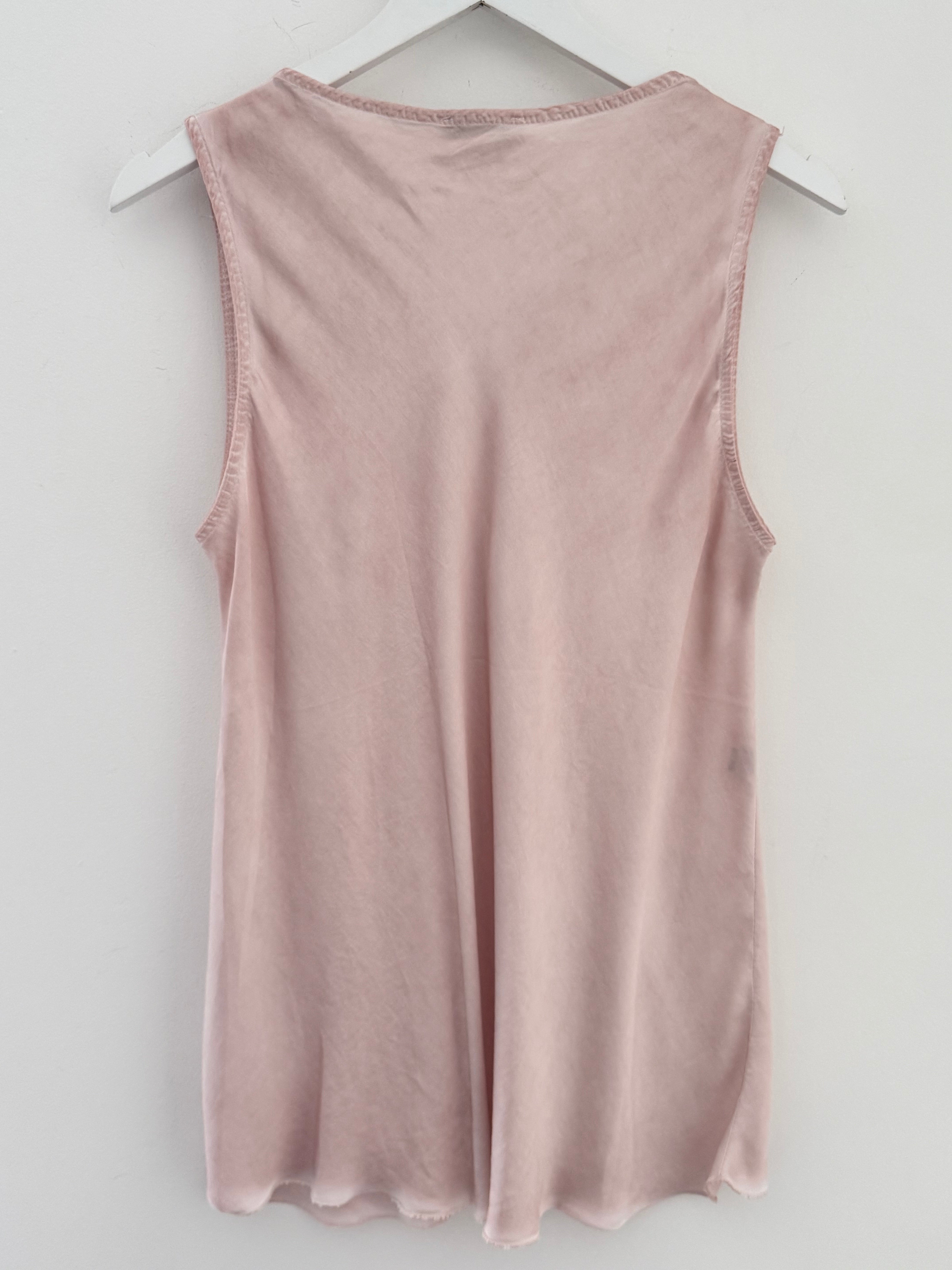 Lace Trim Silk Top in Shell Pink