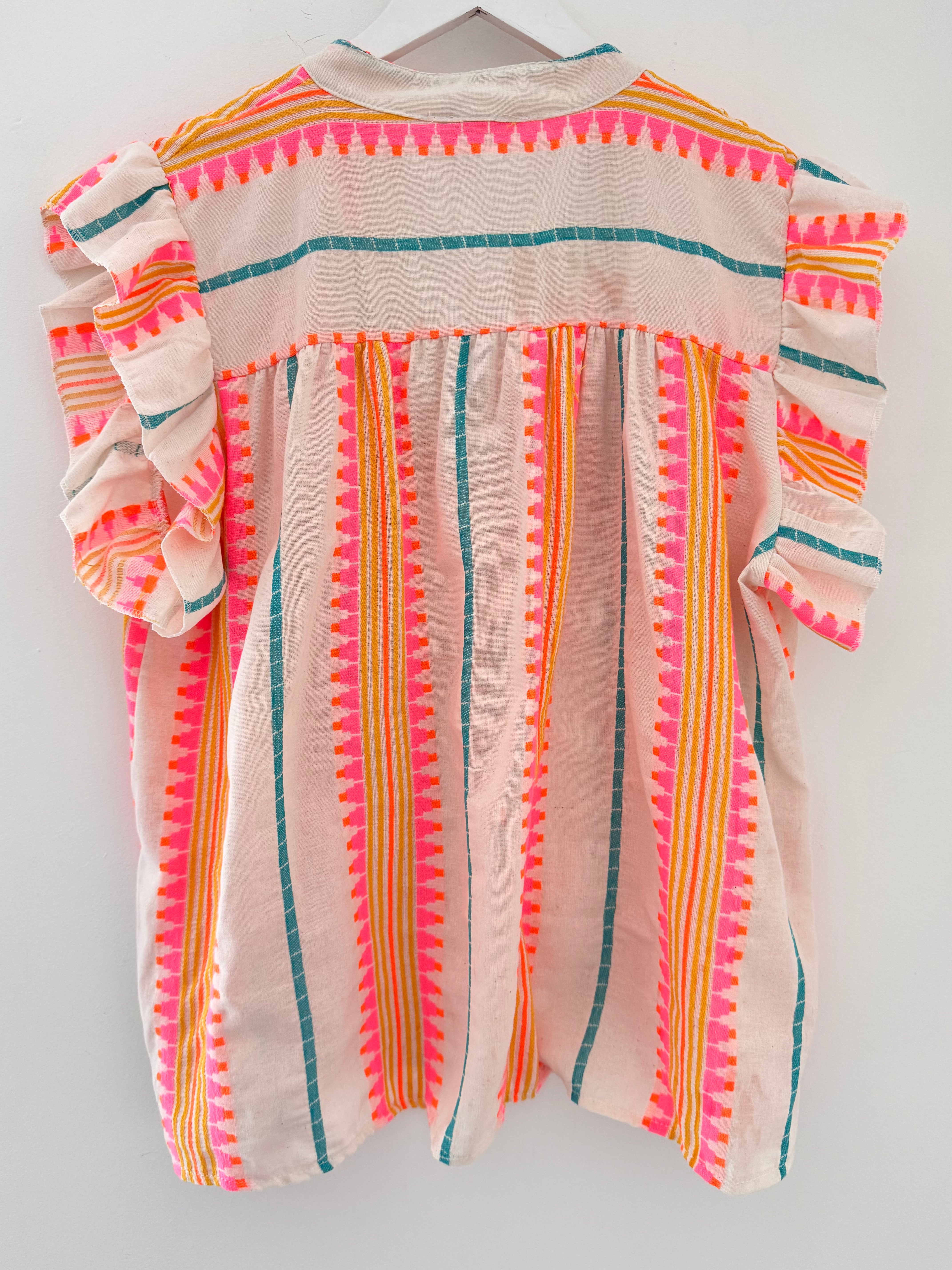 Embroidered Top in Pink & Neon