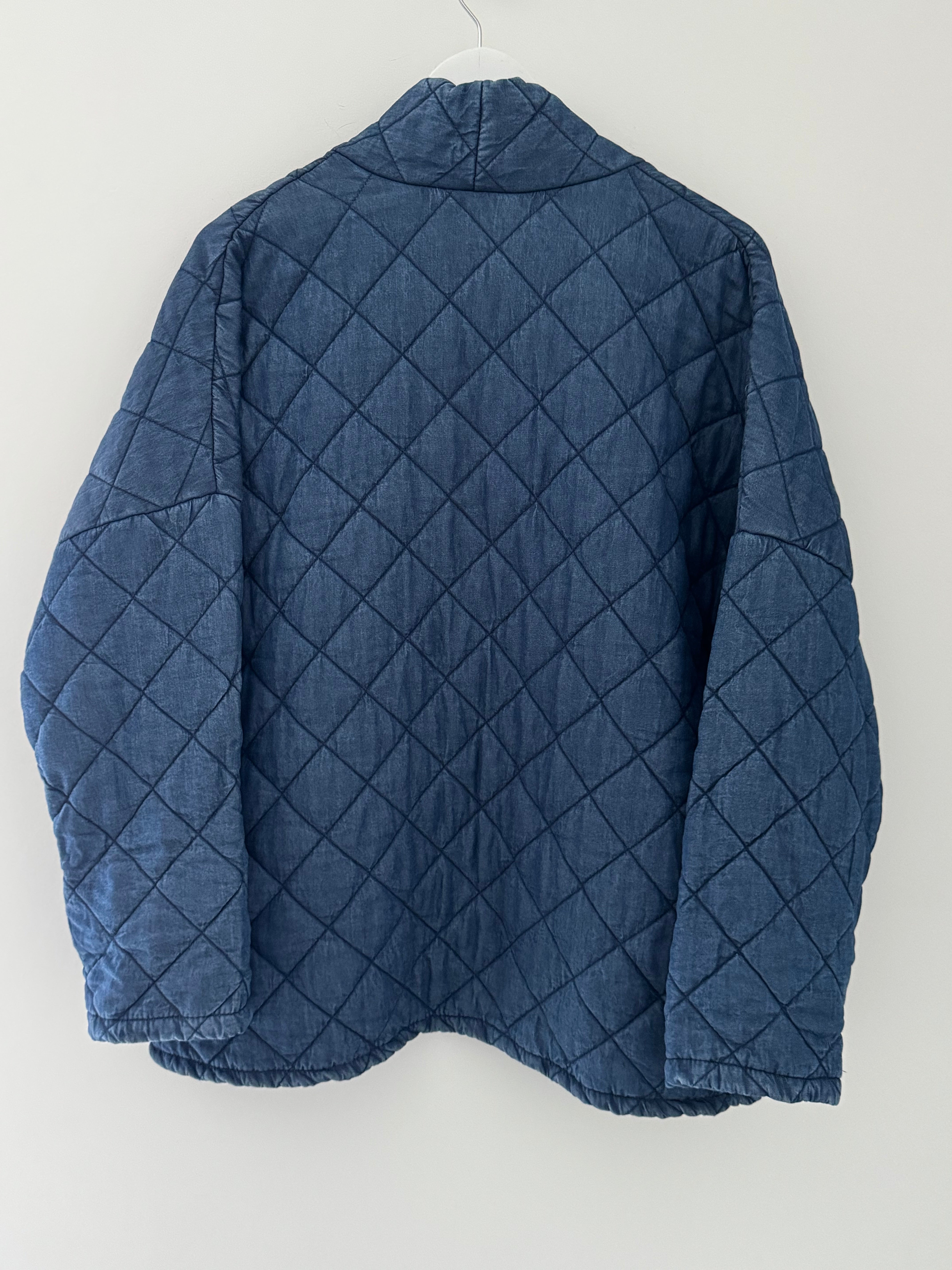 Oversized Quilted Jacket in Dark Denim Blue