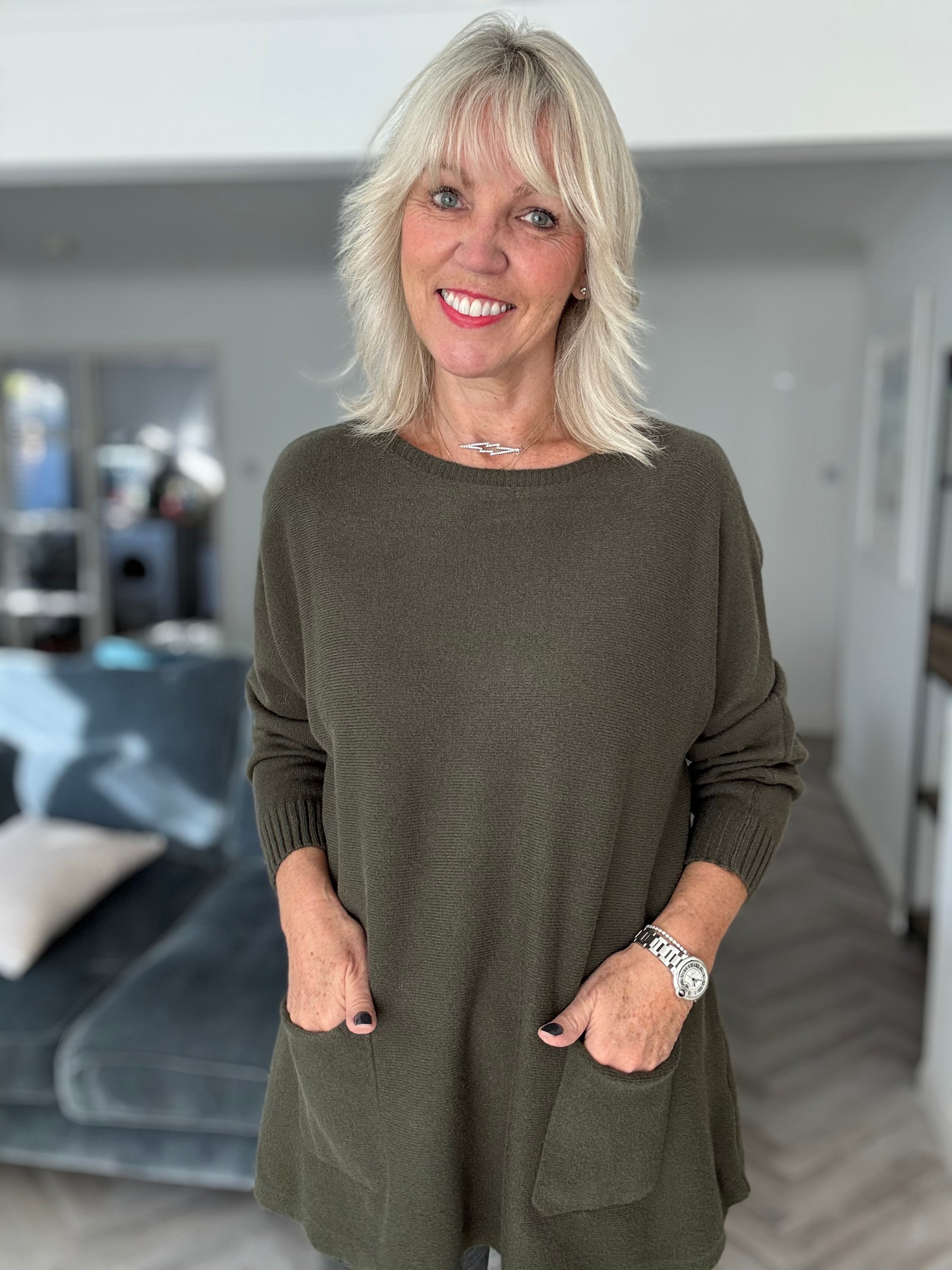 Pocket Jumper in Deep Khaki