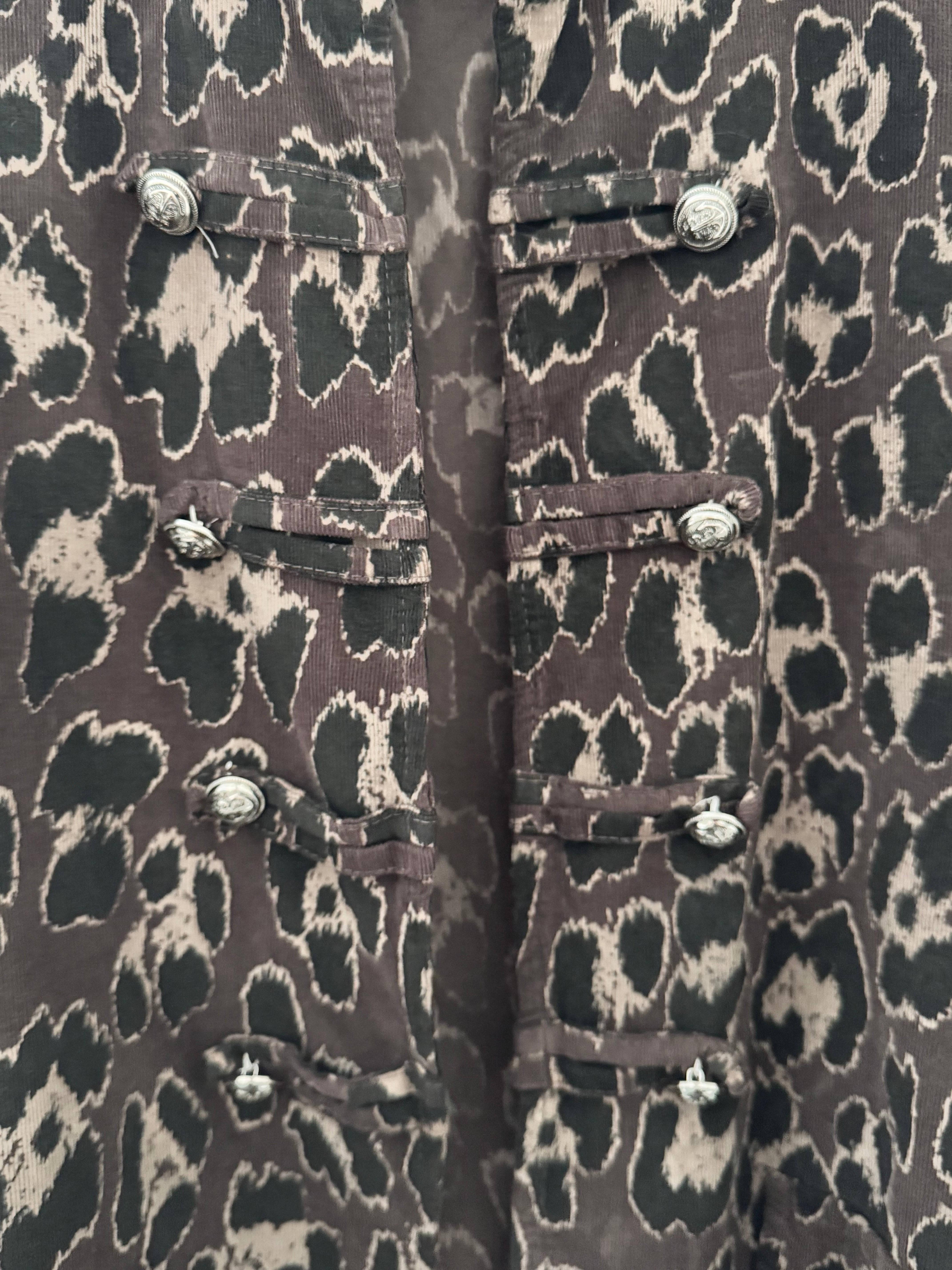 Needlecord Military Jacket in Mocha Leopard