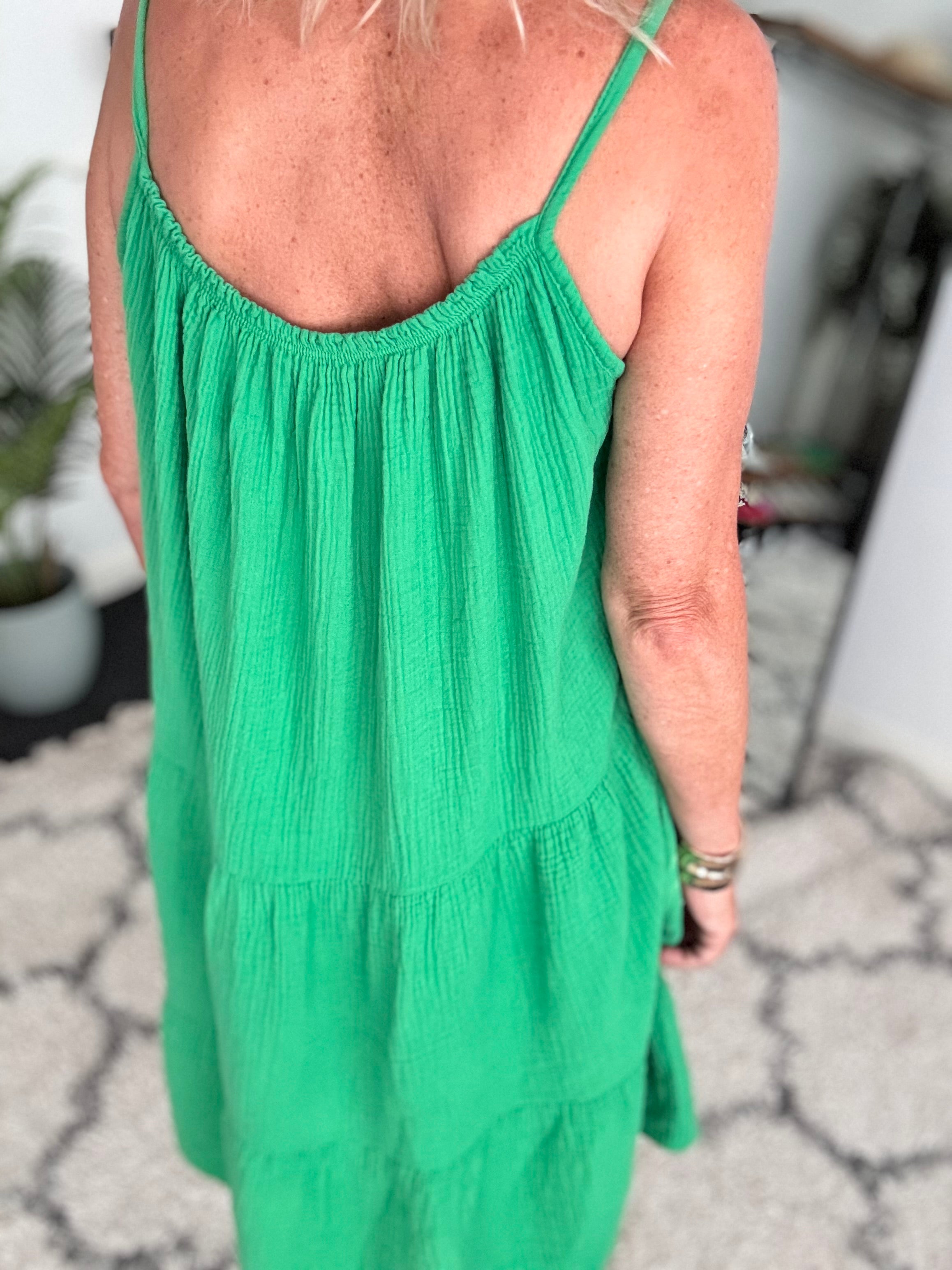 Cheesecloth Dress in Emerald
