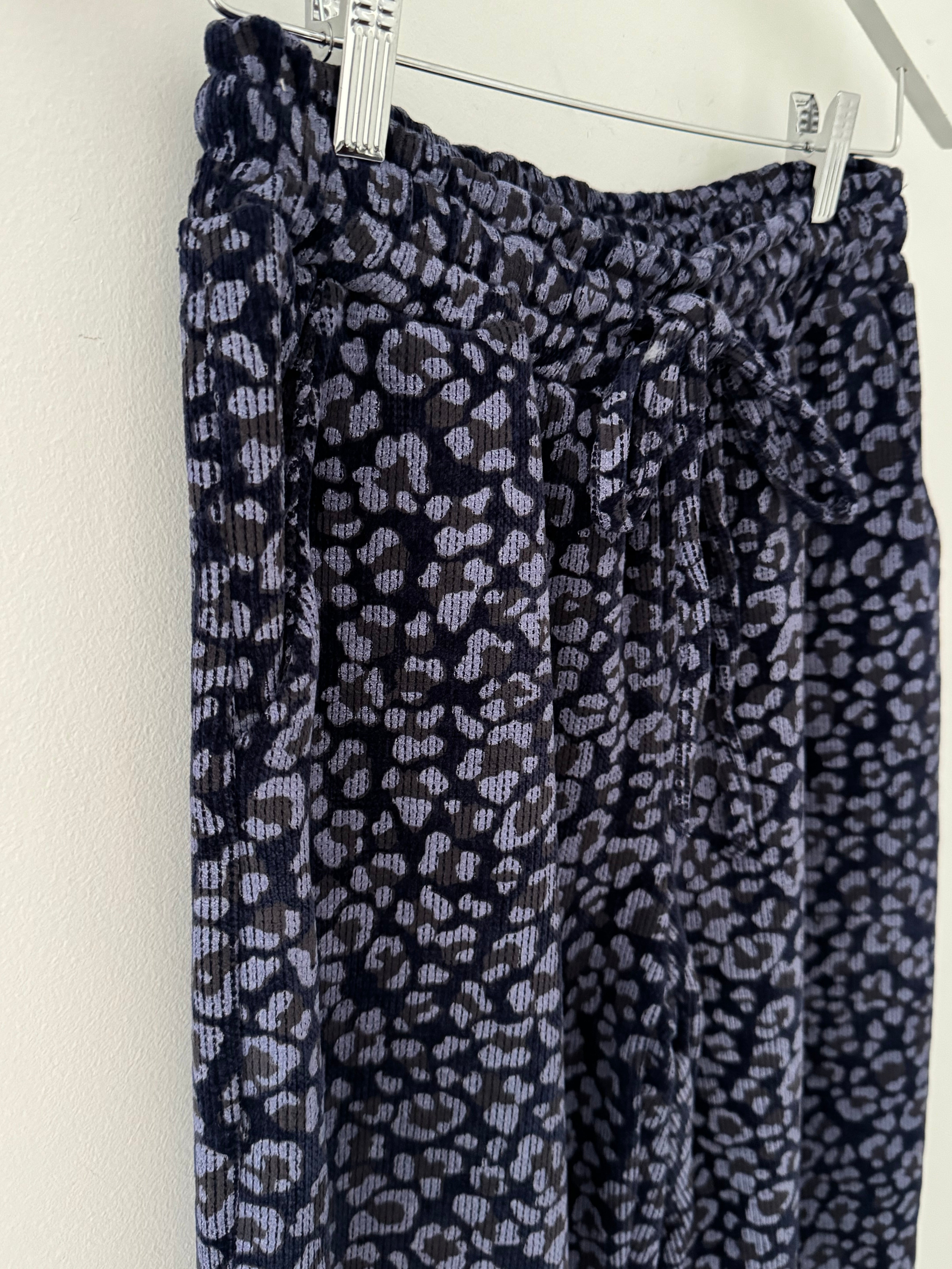 Cord Leopard Joggers in Blue