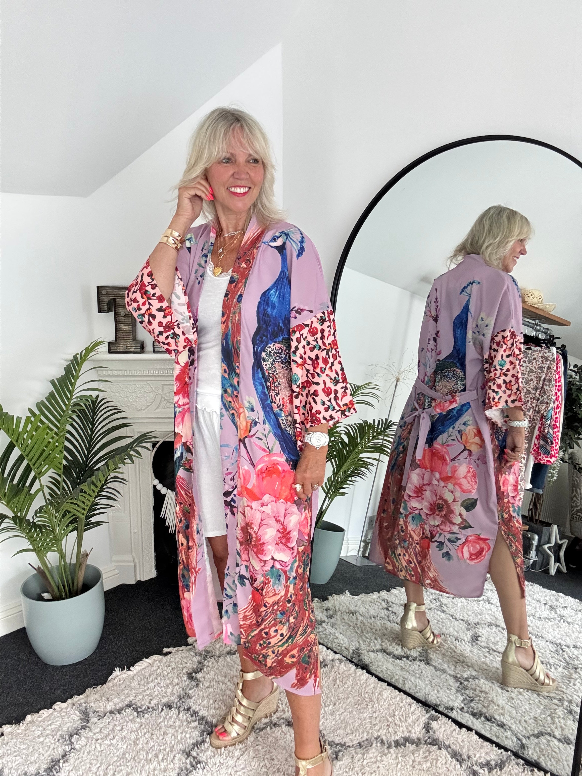 Silky Peacock Kimono