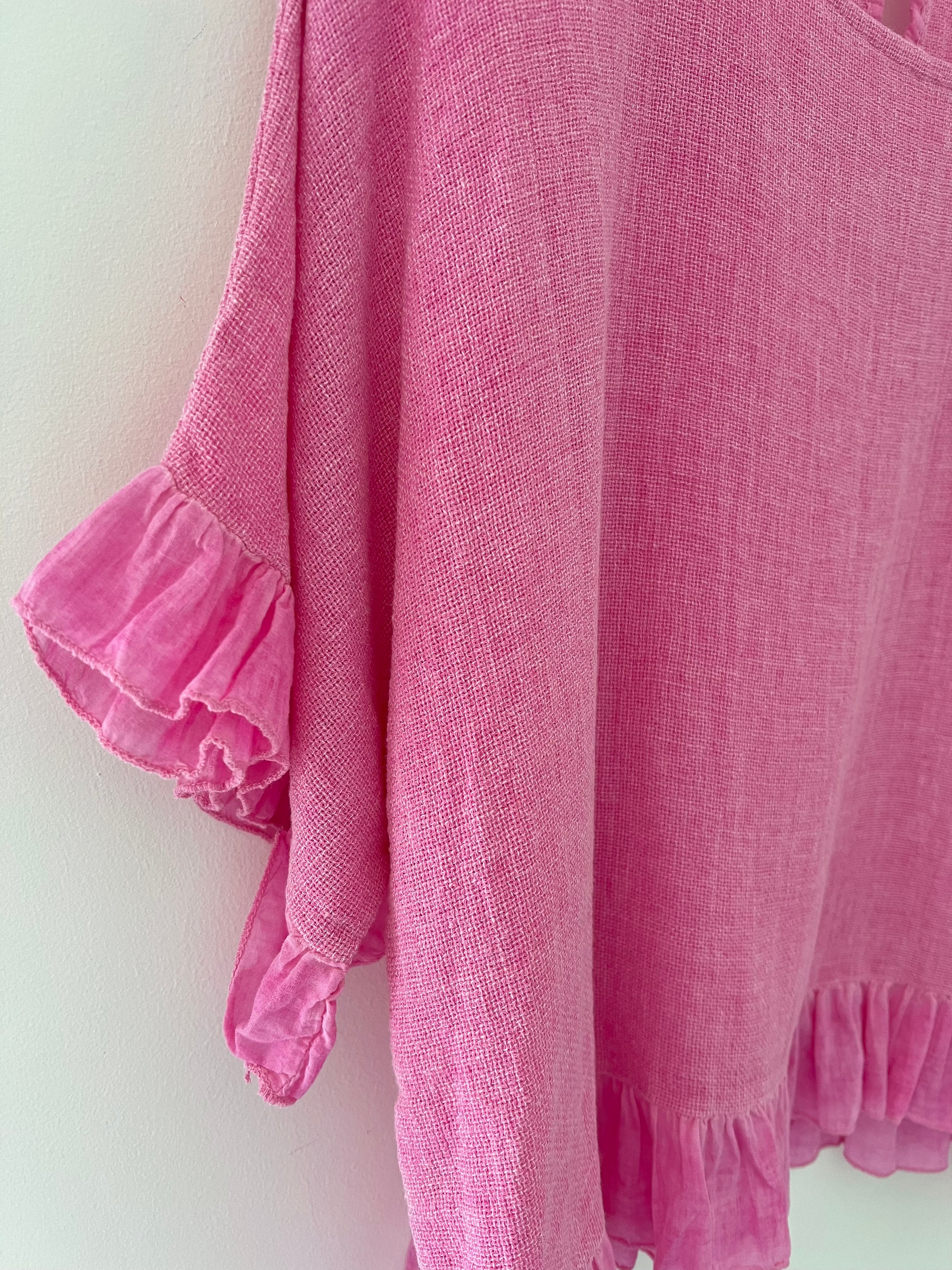 Linen & Cotton Top in Pink