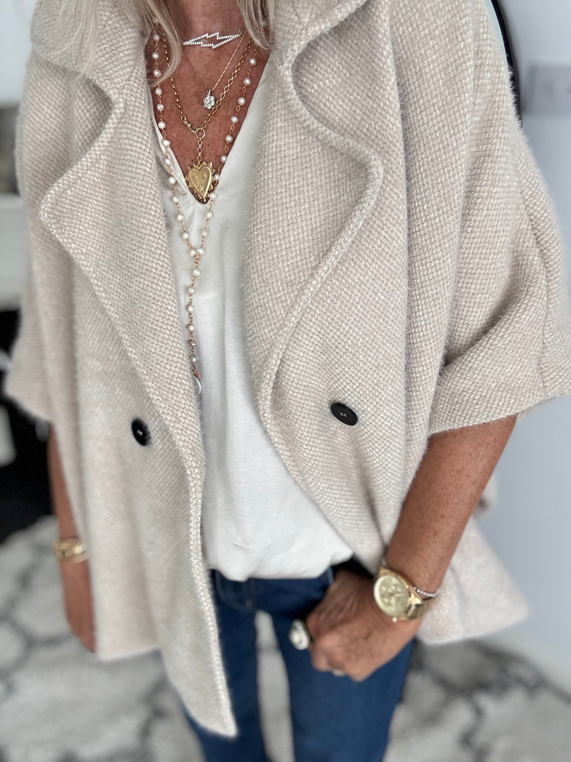Soft Cape Jacket in Ecru