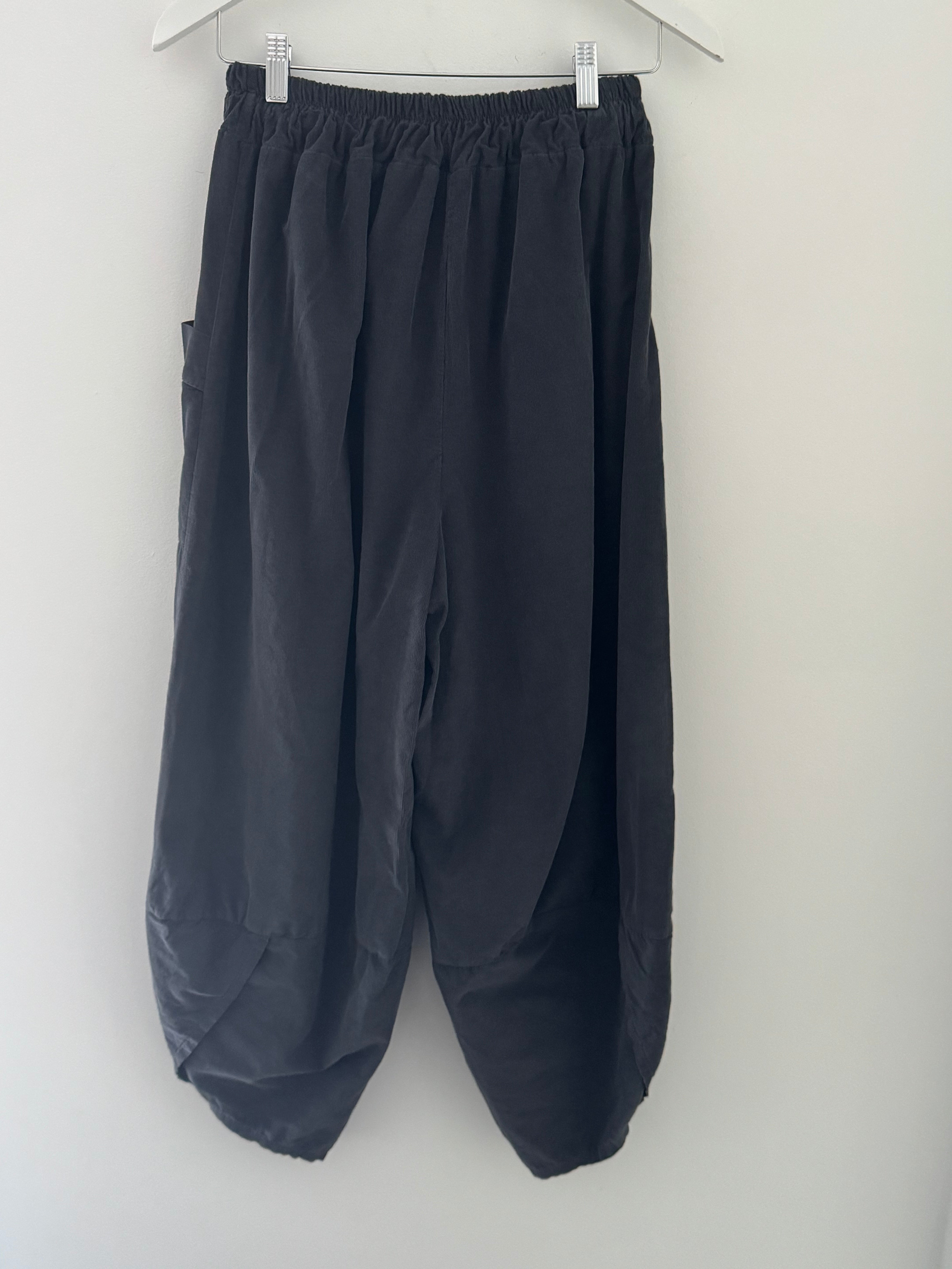 Cord Barrel Leg Trousers in Charcoal