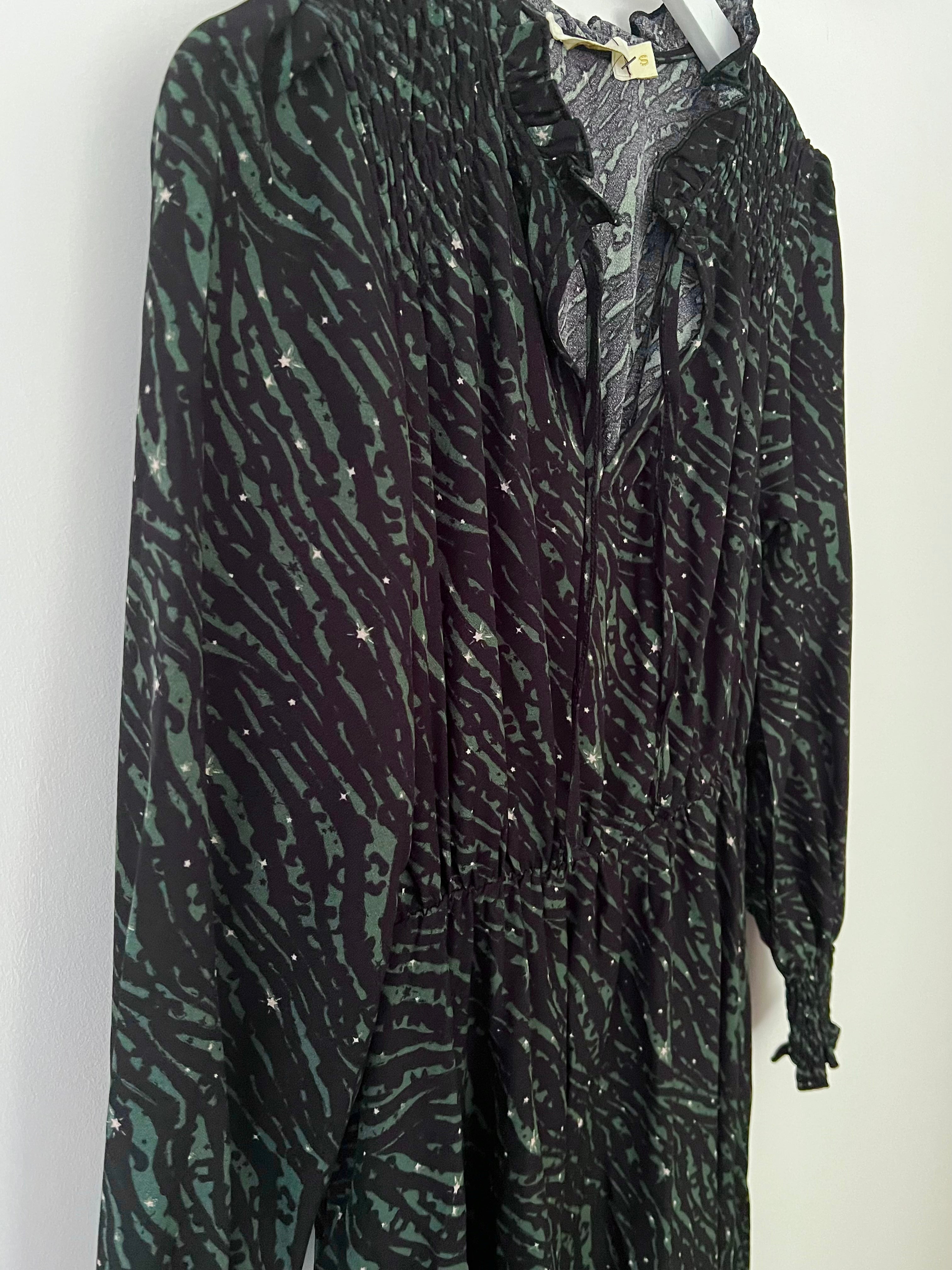 Zebra Star Print Midi Dress in Khaki & Black
