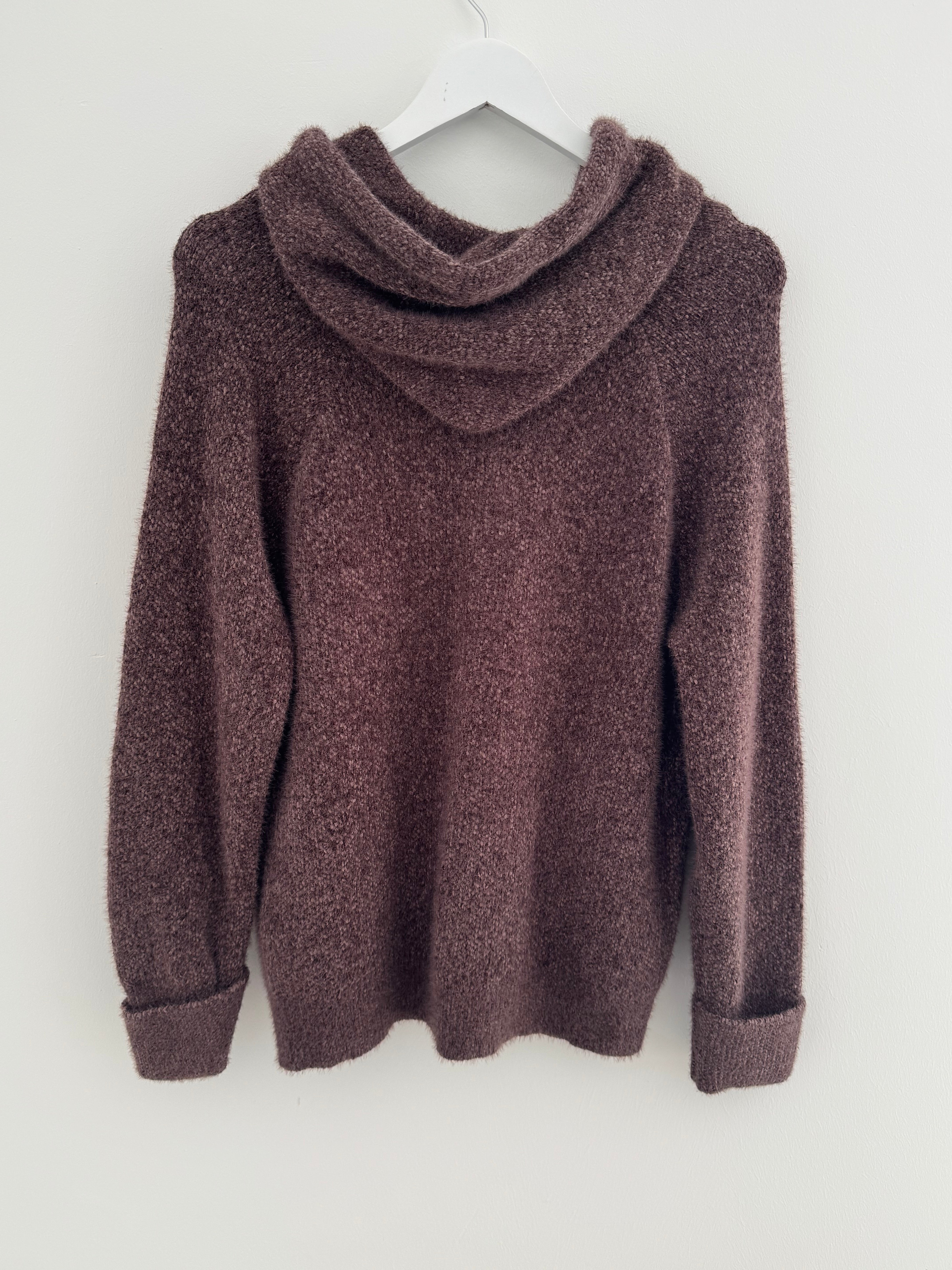 Soft Hooded Knit in Chocolate