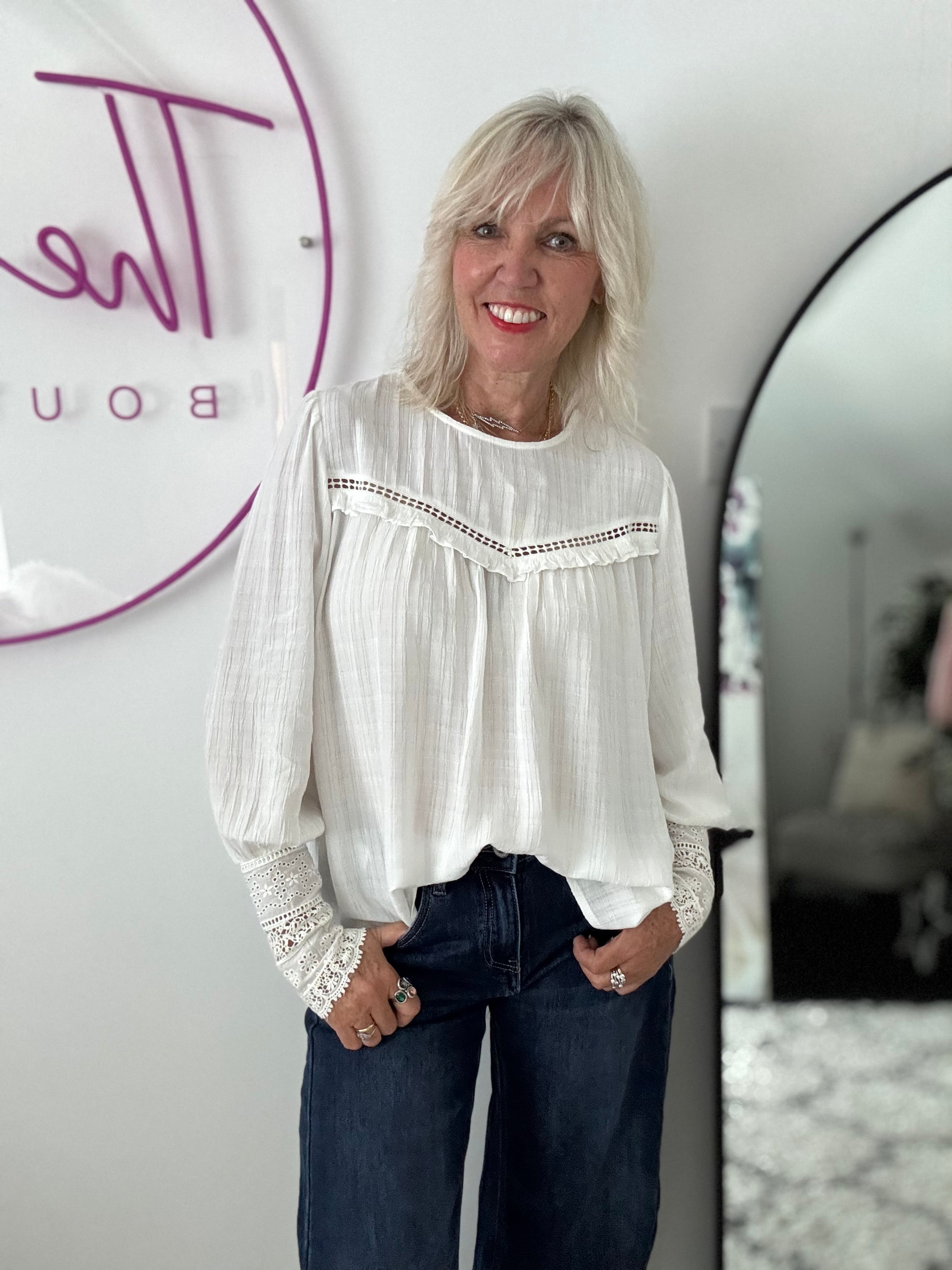 Luxe Blouse with Lace Cuffs