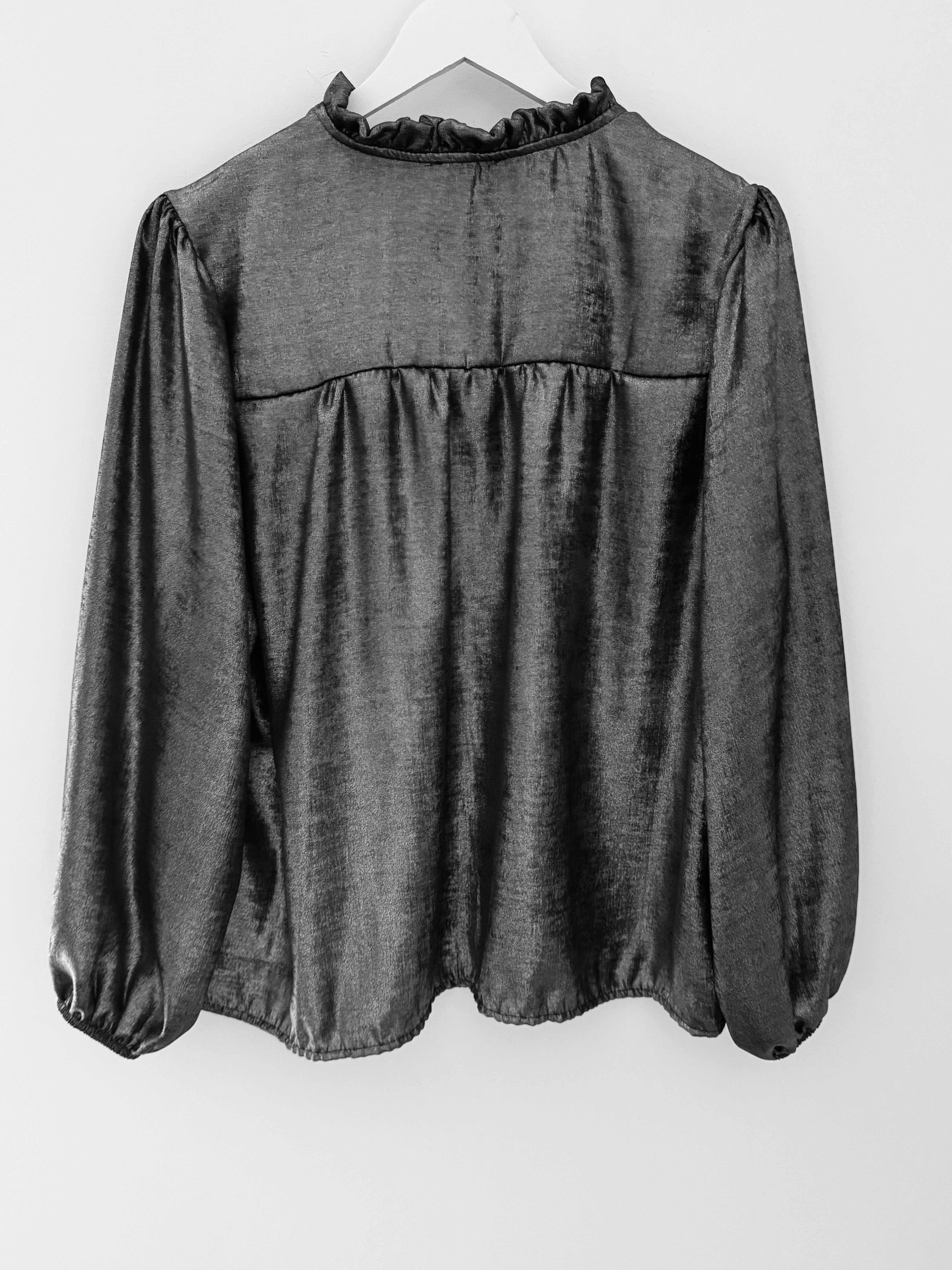 Luxe Metallic Blouse in Pewter