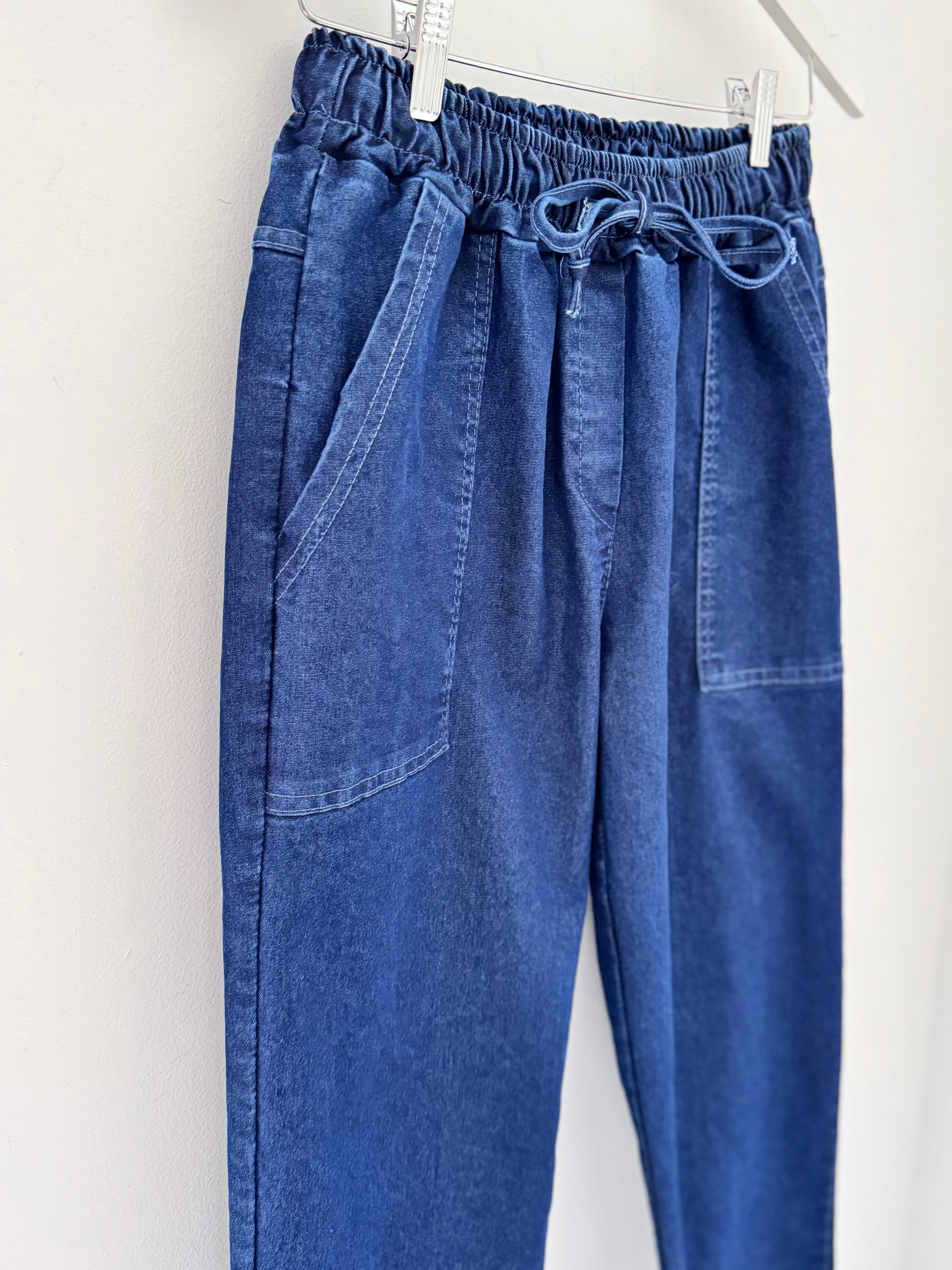 Denim Pull On Joggers with Deep Front Pockets