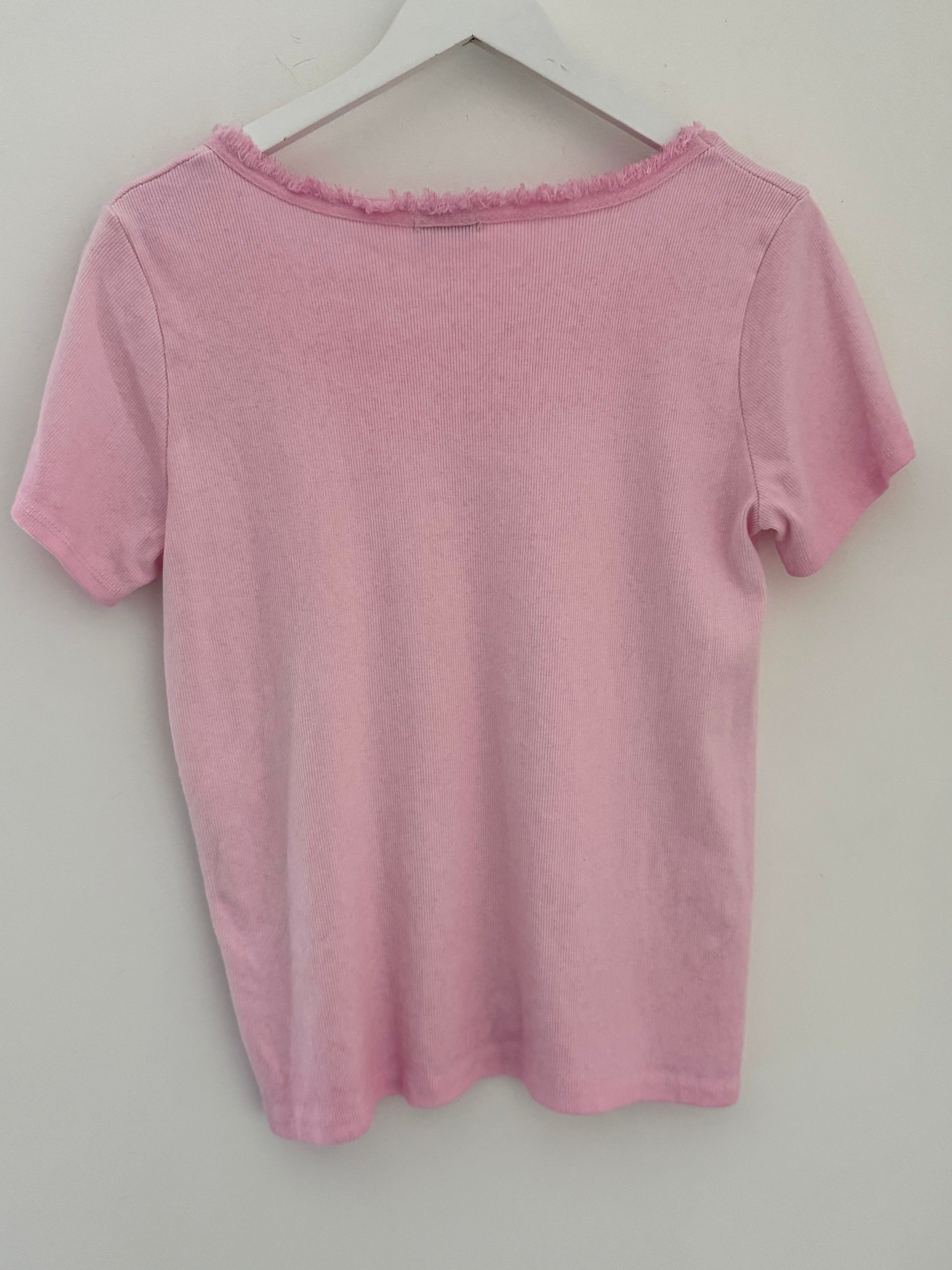 Vintage Round Neck Tee in Pale Pink