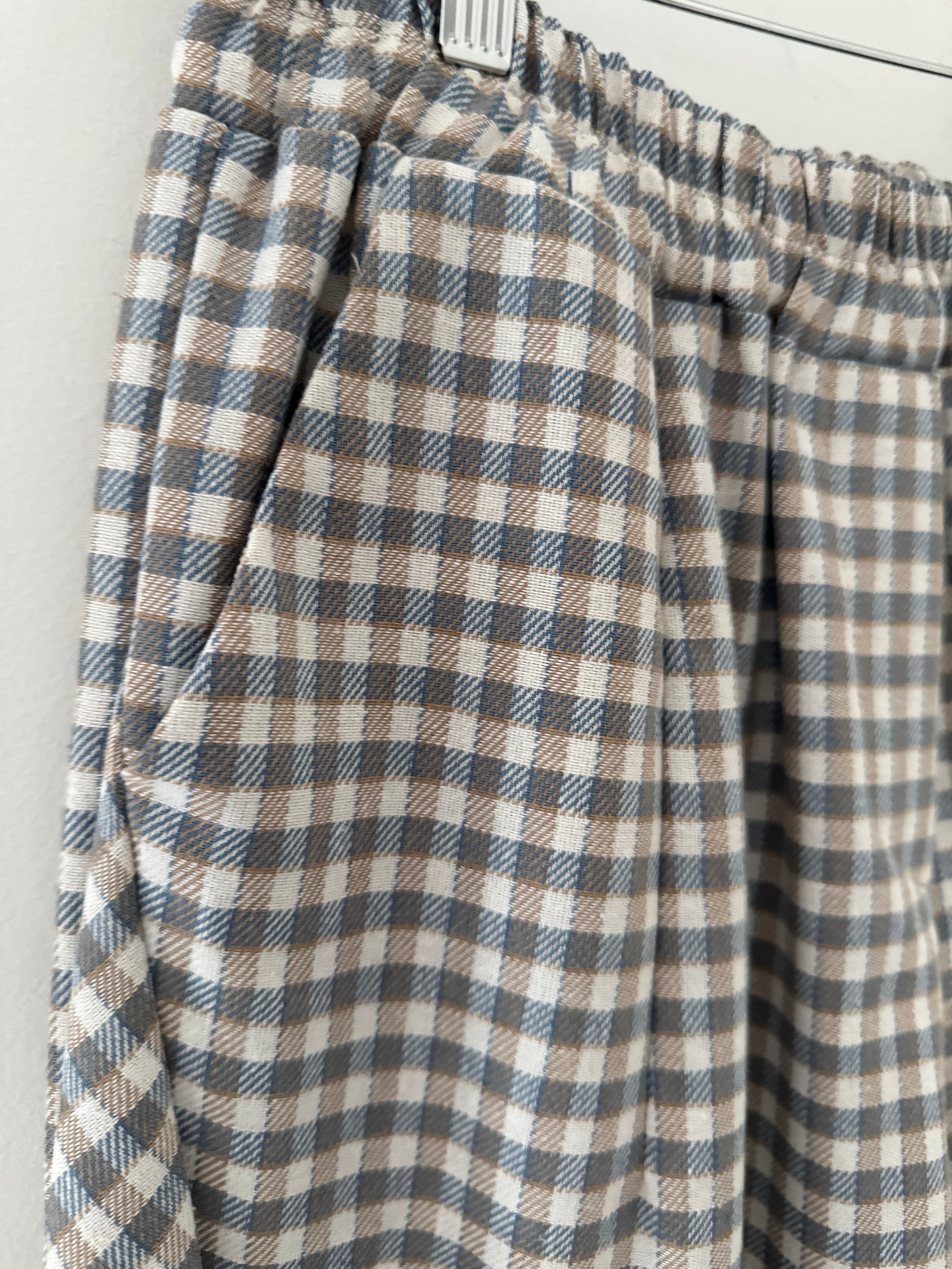 Barrel Check Trousers in Blue & Stone