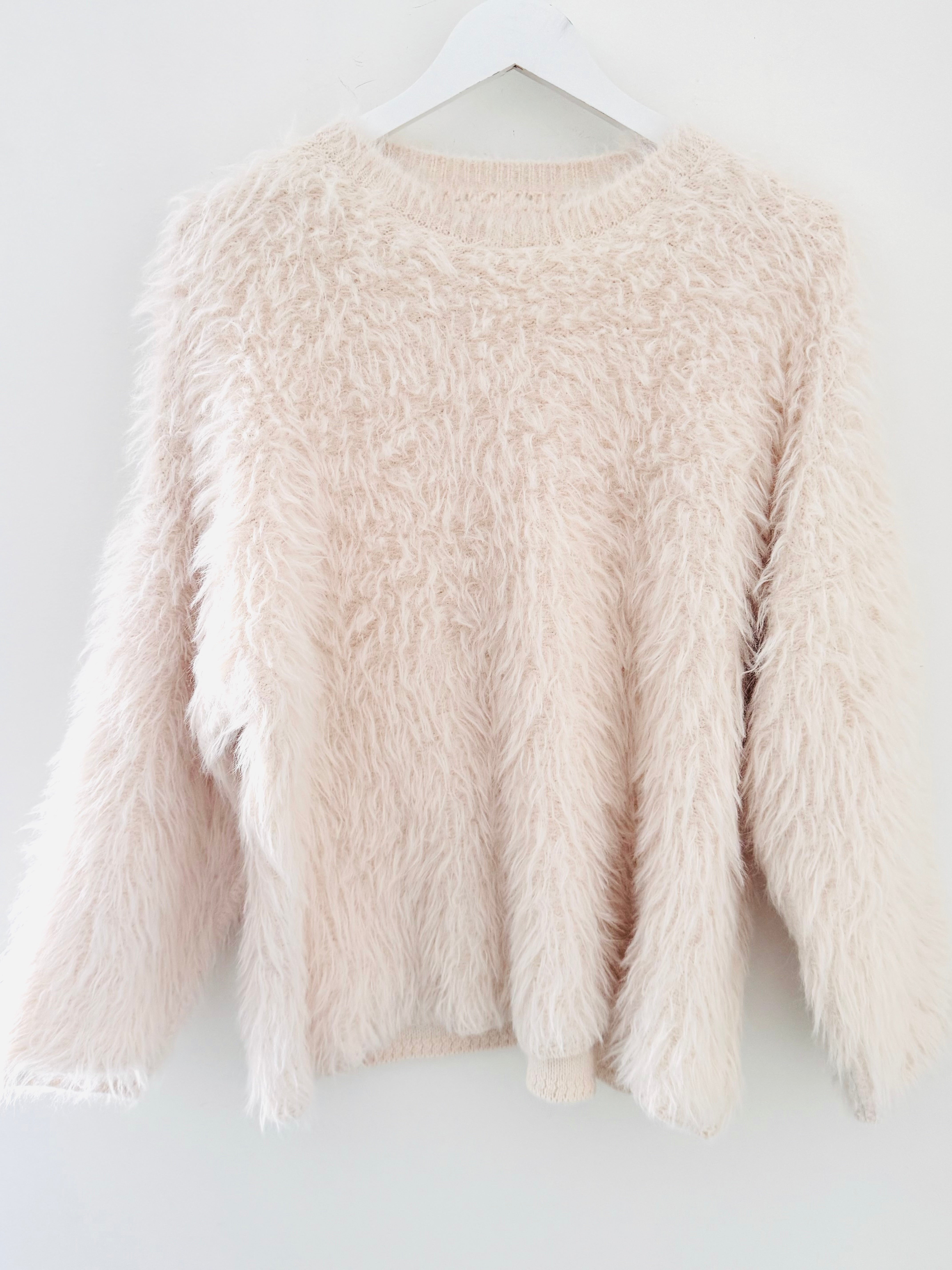 Light Furry Jumper in Vanilla