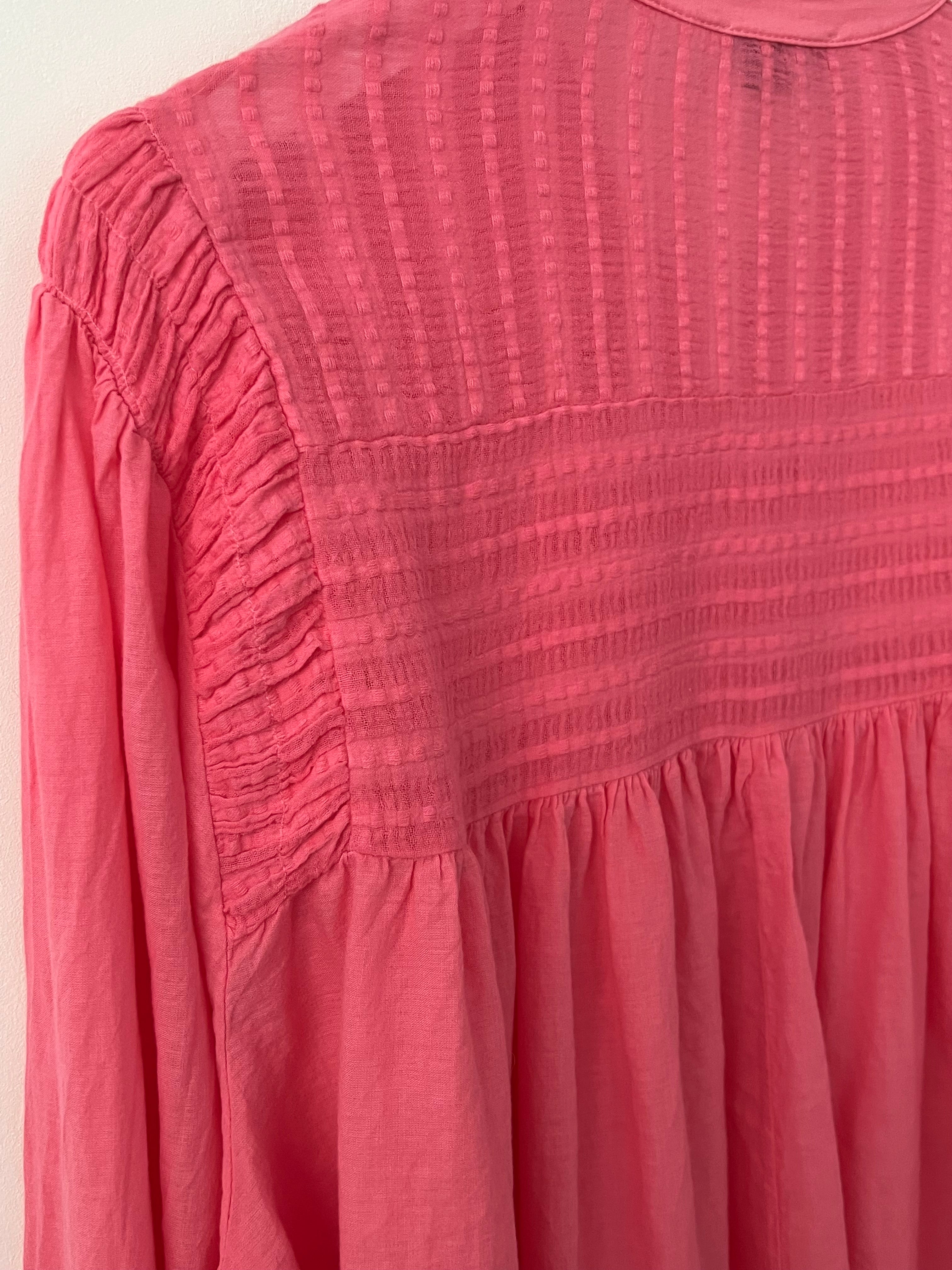 Lawn Cotton Blouse in Coral Pink