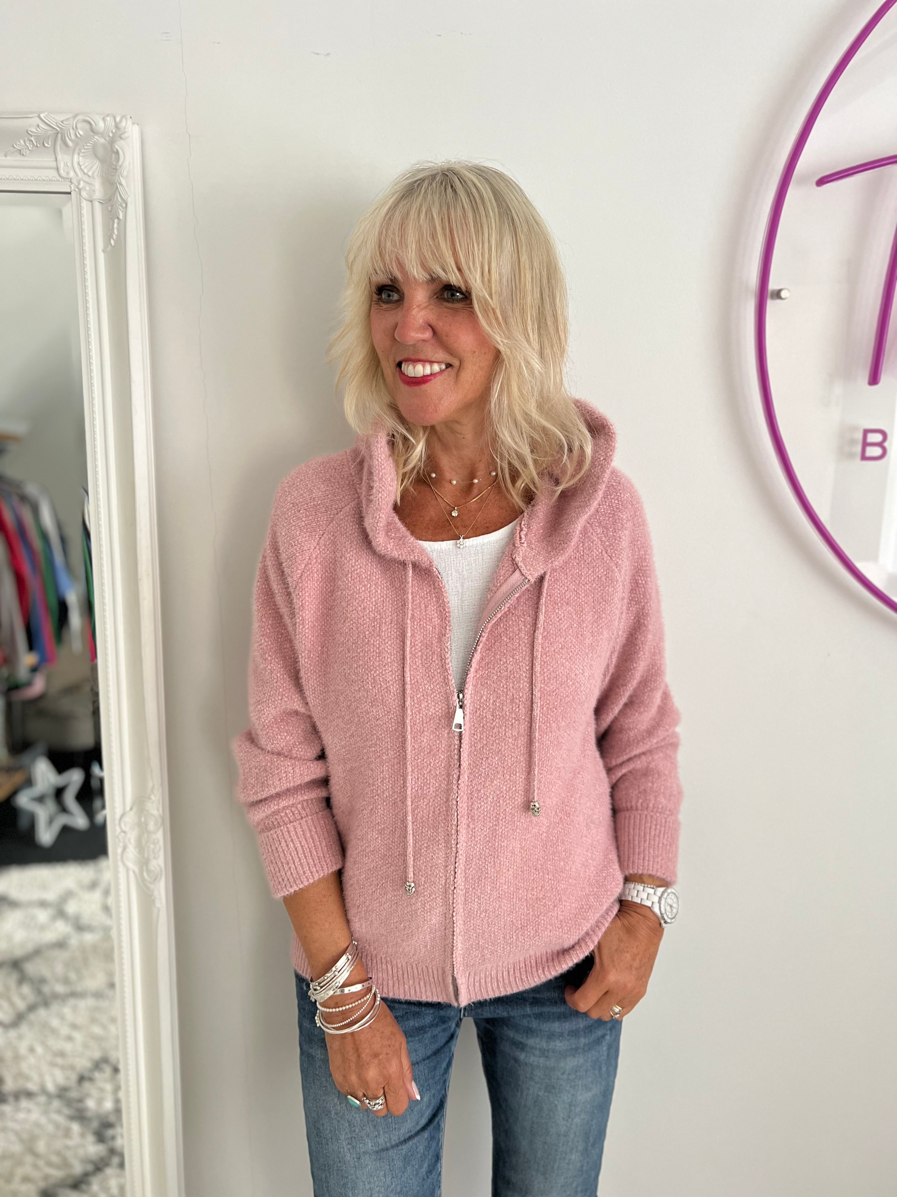 Soft Hooded Knit in Pink