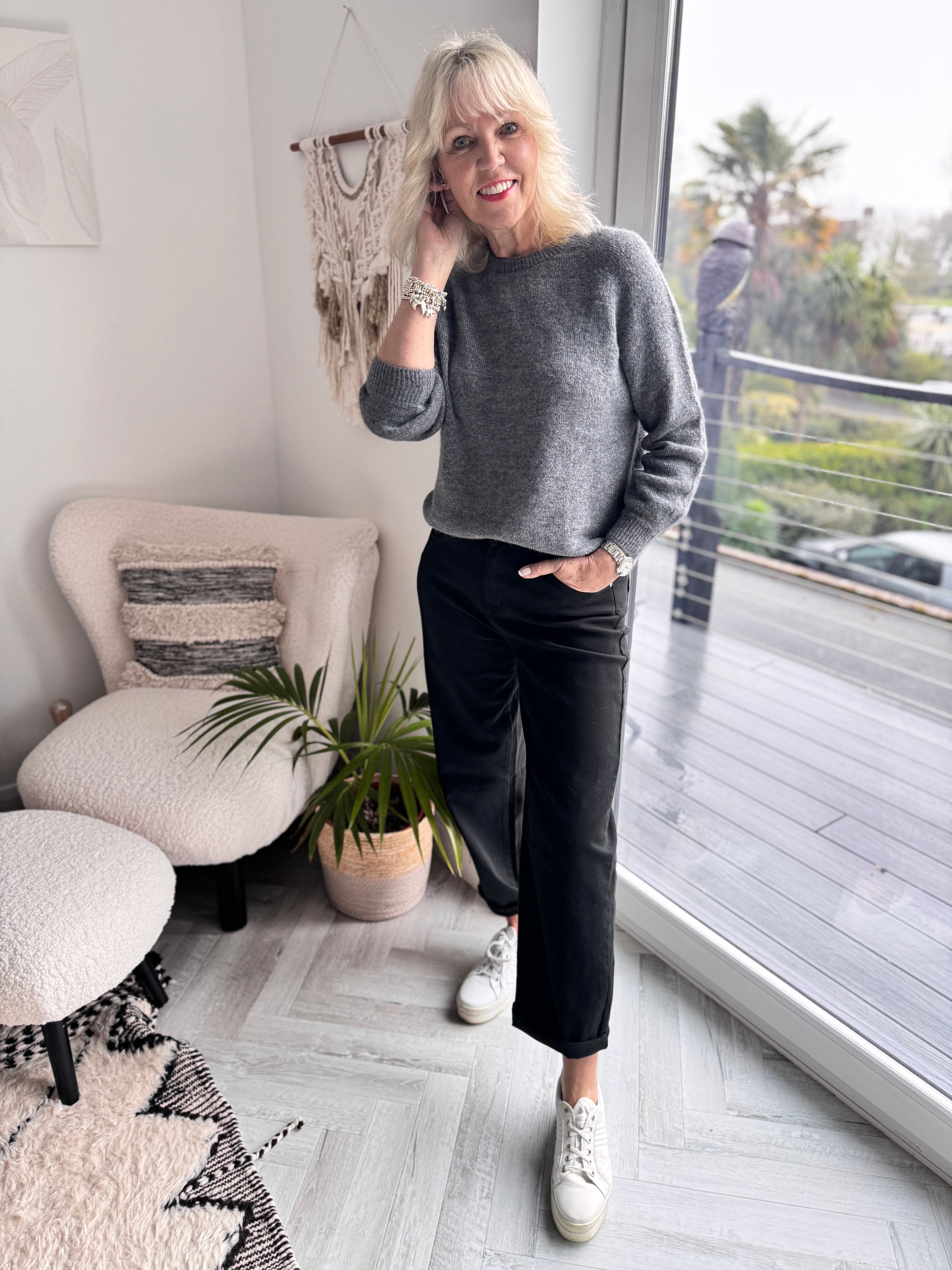 Stretch Boyfriend Jeans in Black