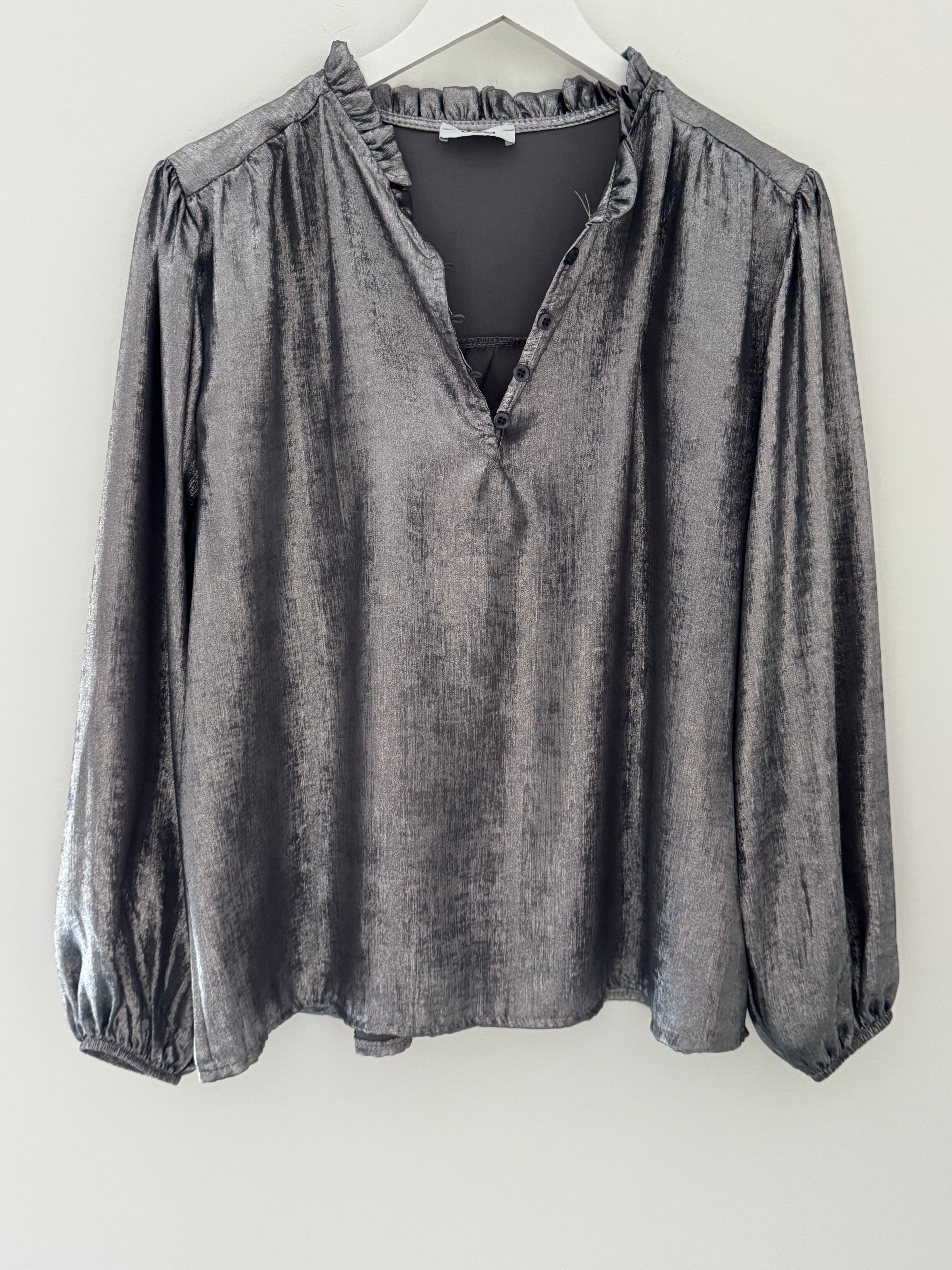 Luxe Metallic Blouse in Silver