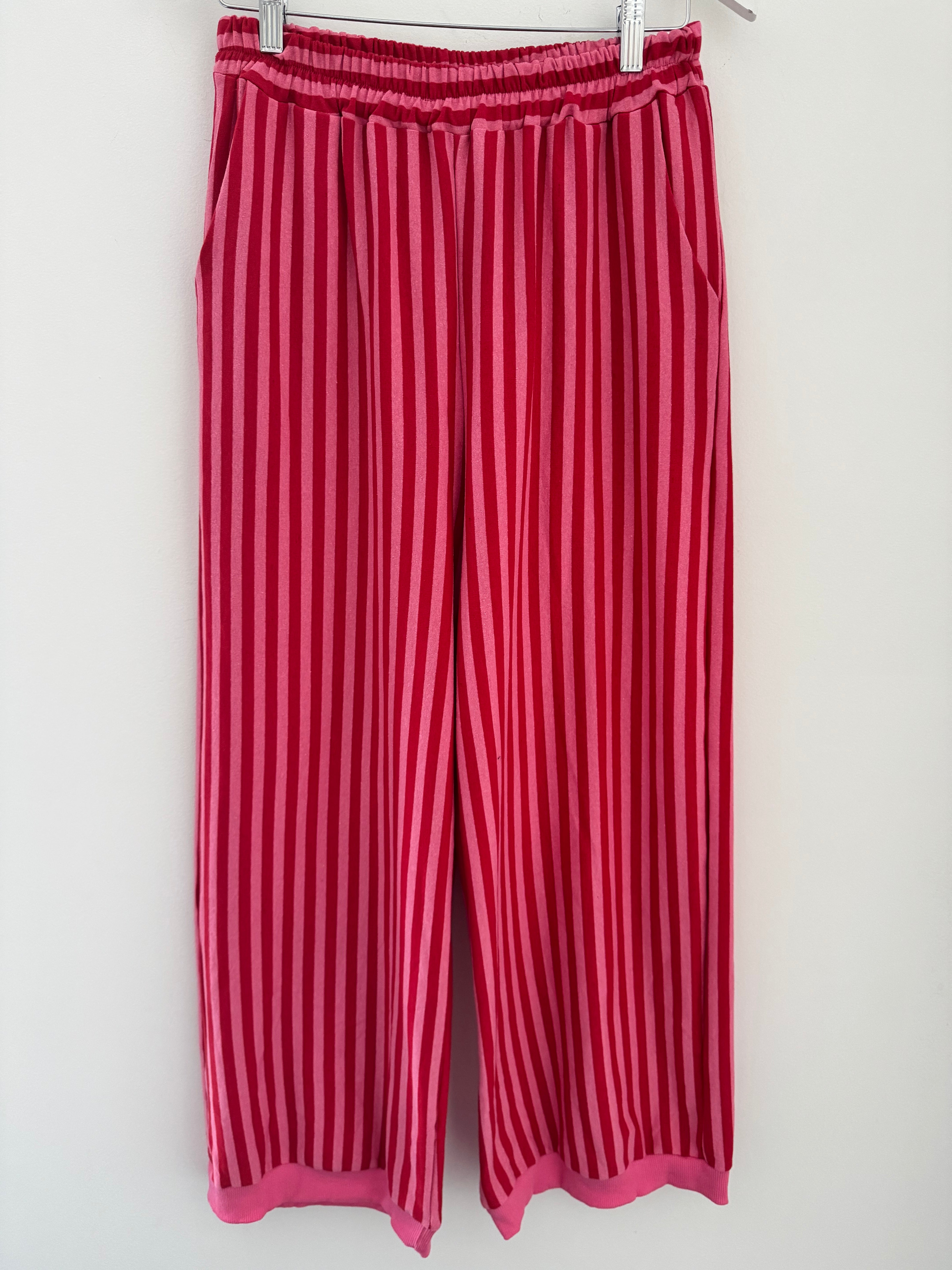 Stretch Stripe Trousers in Pink & Red