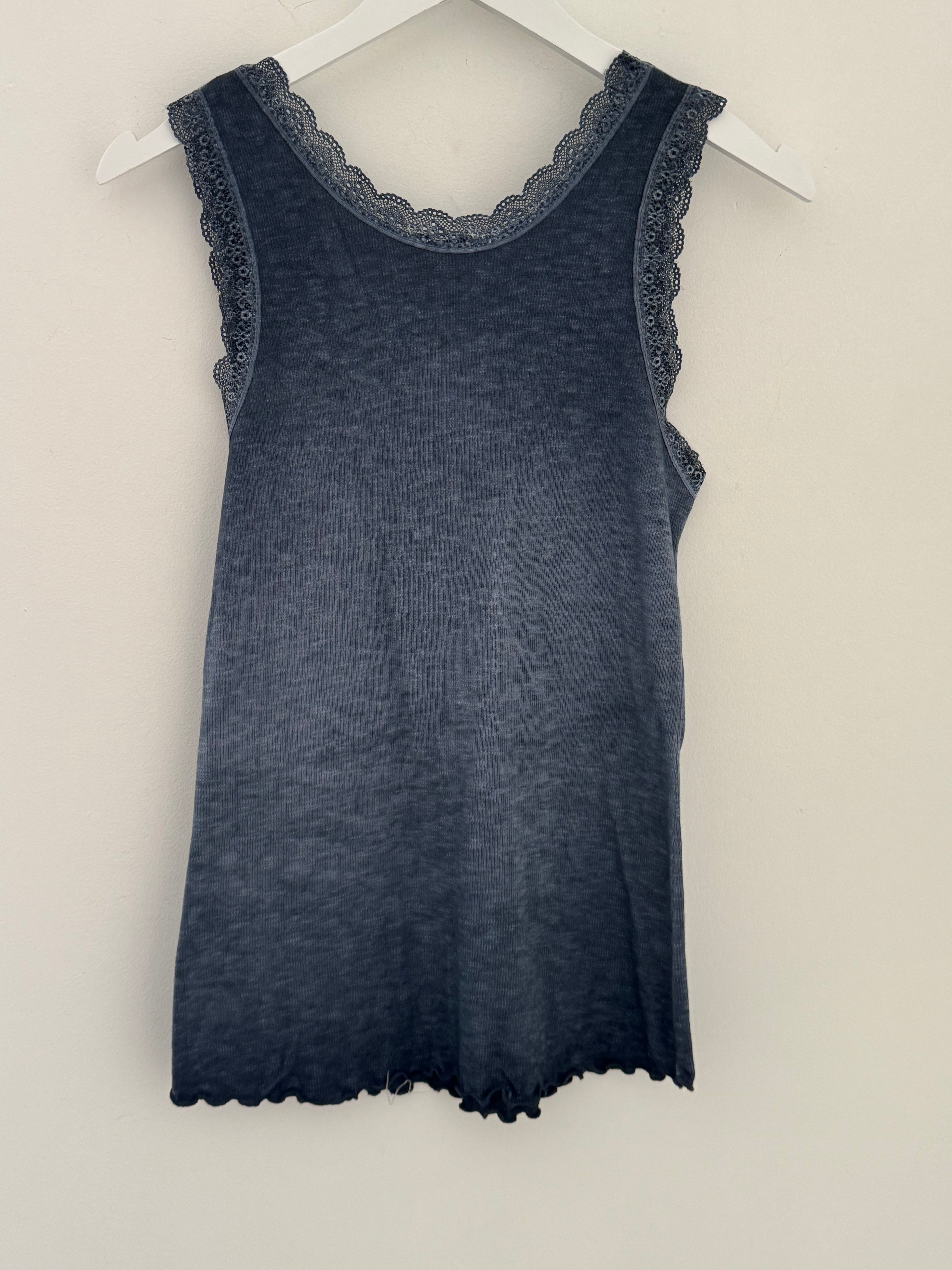 Luxe Ribbed Vest in Dark Vintage Blue